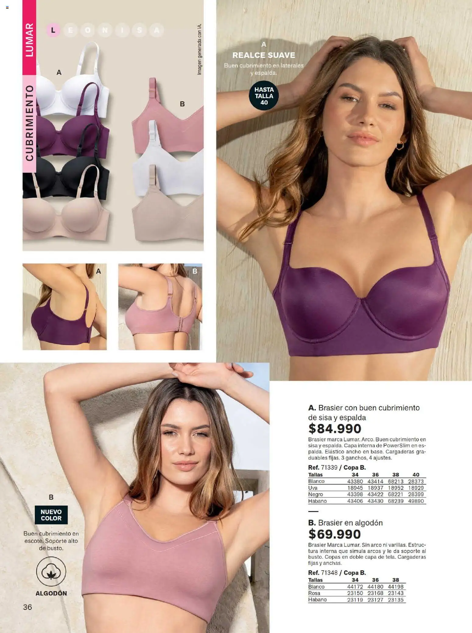 Leonisa revista - valida desde el 15/07/2026 | Página: 36 | Productos: Algodón, Brasier