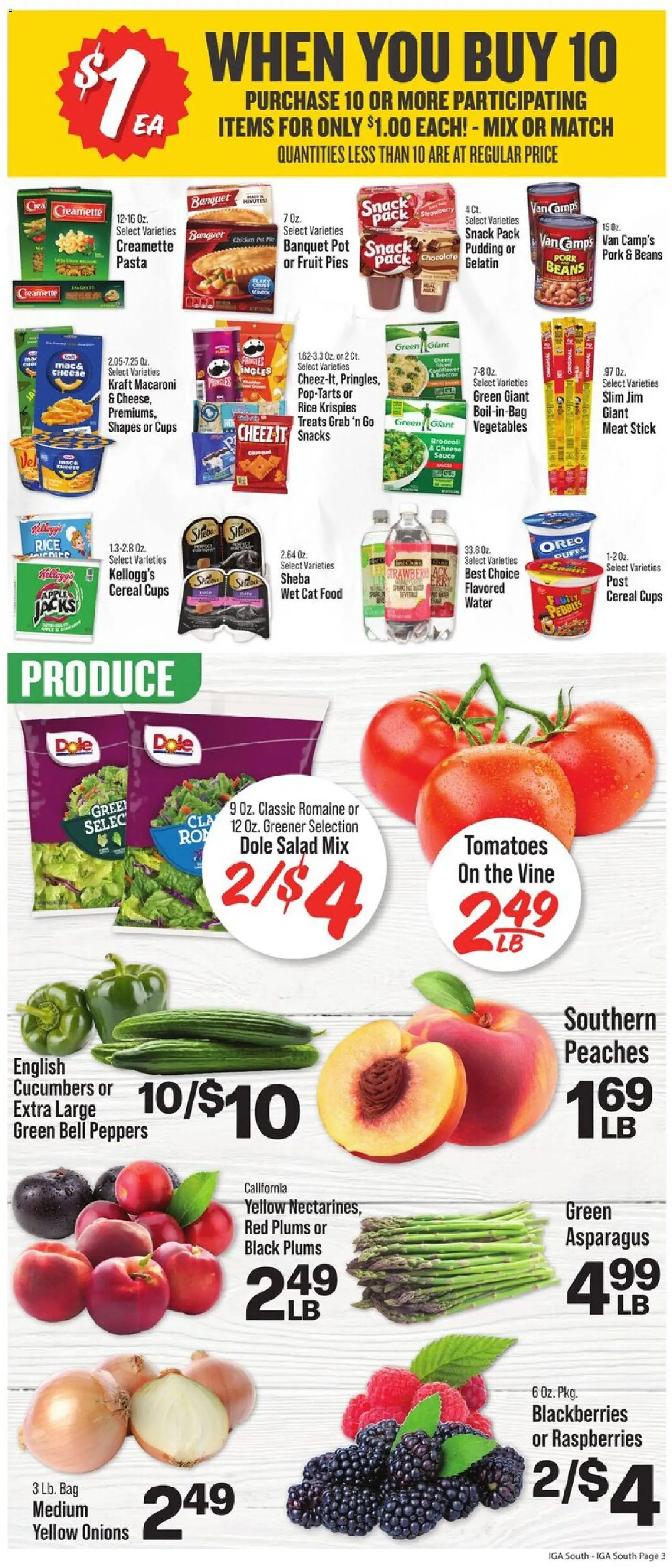 IGA Weekly Ad - valid from 06/24/2026 | Page: 4 | Products: Broccoli, Peppers, Cat Food, Water