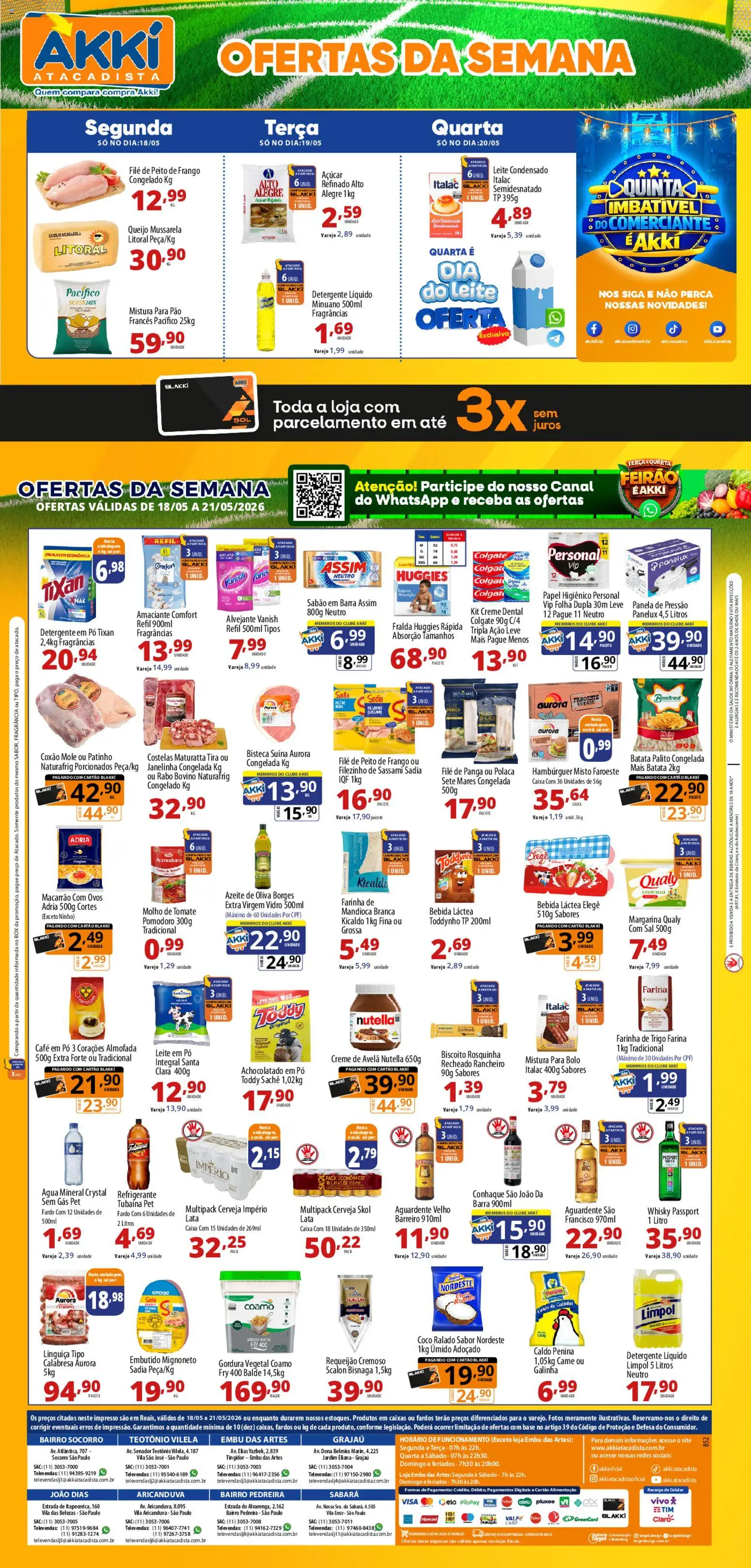 Akki Atacadista Folheto - válido de 18.05.2026 | Página: 1 | Produtos: Macarrão, Bolo, Batata, Creme dental