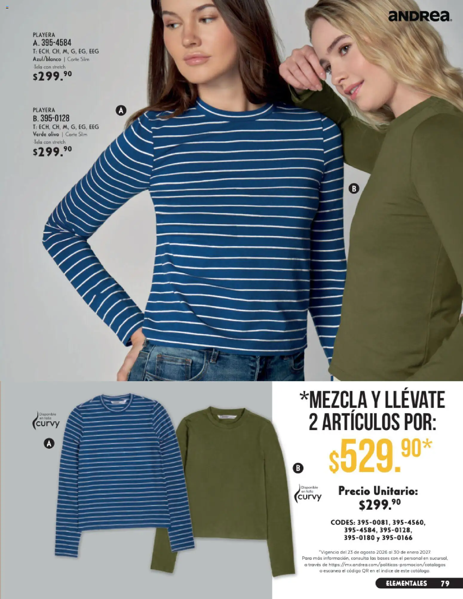Nuevas ofertas de Andrea válidas en toda la República Mexicana desde el 23/08/2026. ¡Encuentra las mejores ofertas en Andrea catálogo Vestir! | Página: 79 | Productos: Playera