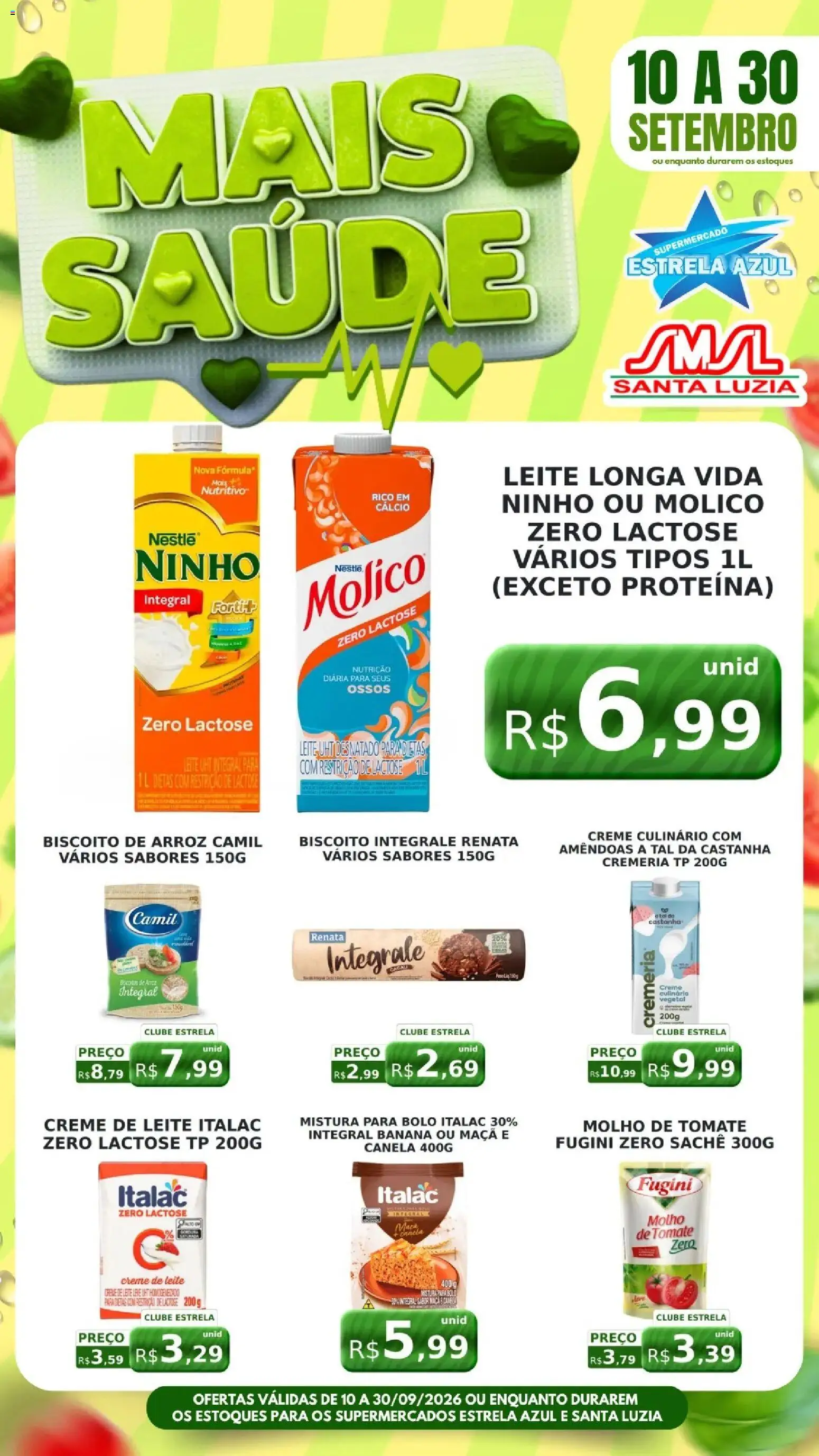 Estrela Azul Folheto - válido de 10/09/2026 | Página: 1 | Produtos: Tomate, Leite, Cálcio, Creme de leite