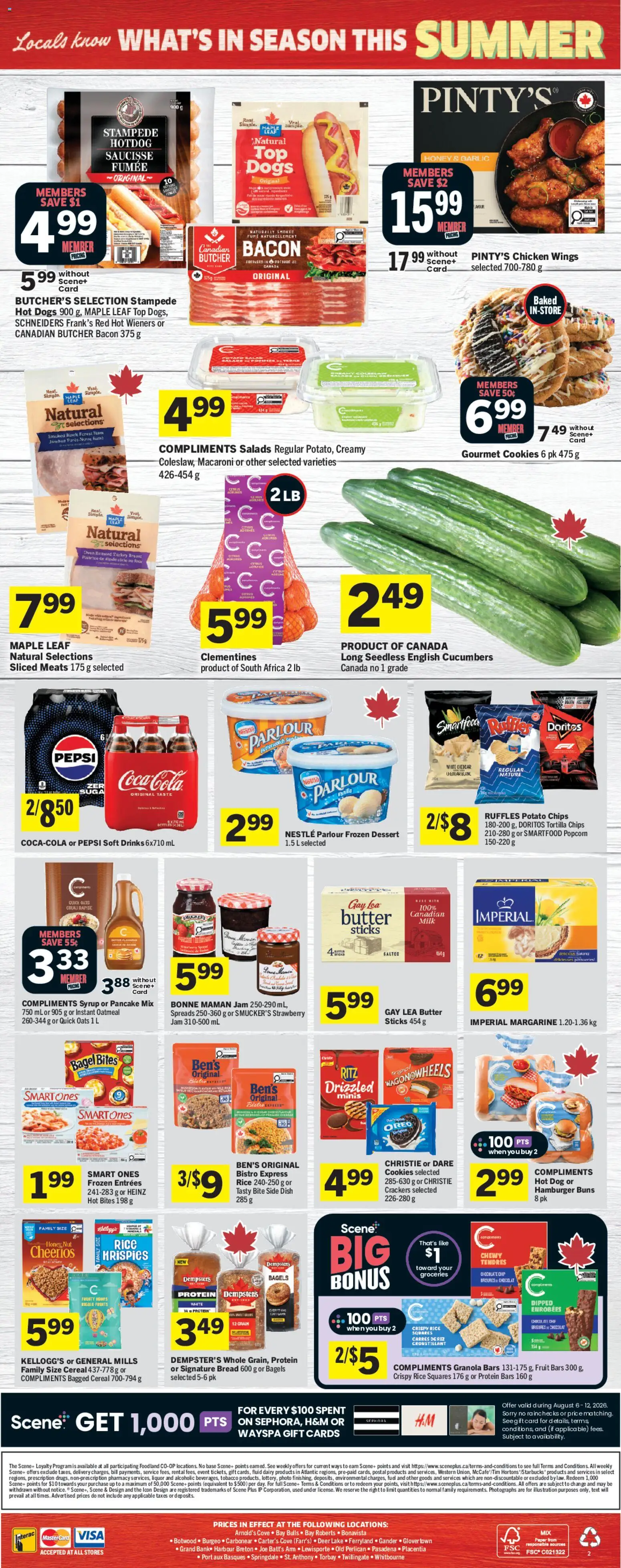 Foodland flyer valid from Aug 6, 2026 | Page: 2 | Products: Rice, Chicken wings, Fruit, Bacon