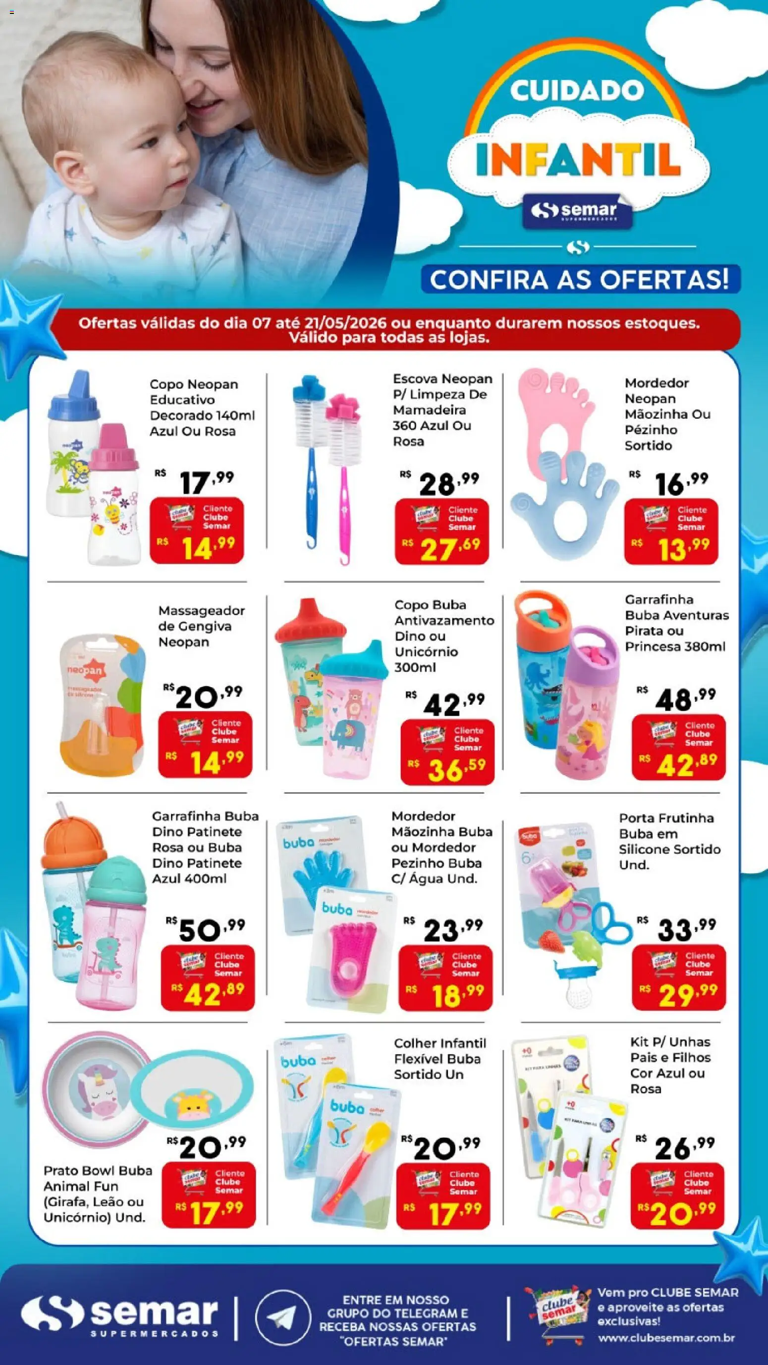 Semar Supermercado Folheto - válido de 07.05.2026 | Página: 1 | Produtos: Escova, Porta, Mamadeira, Massageador