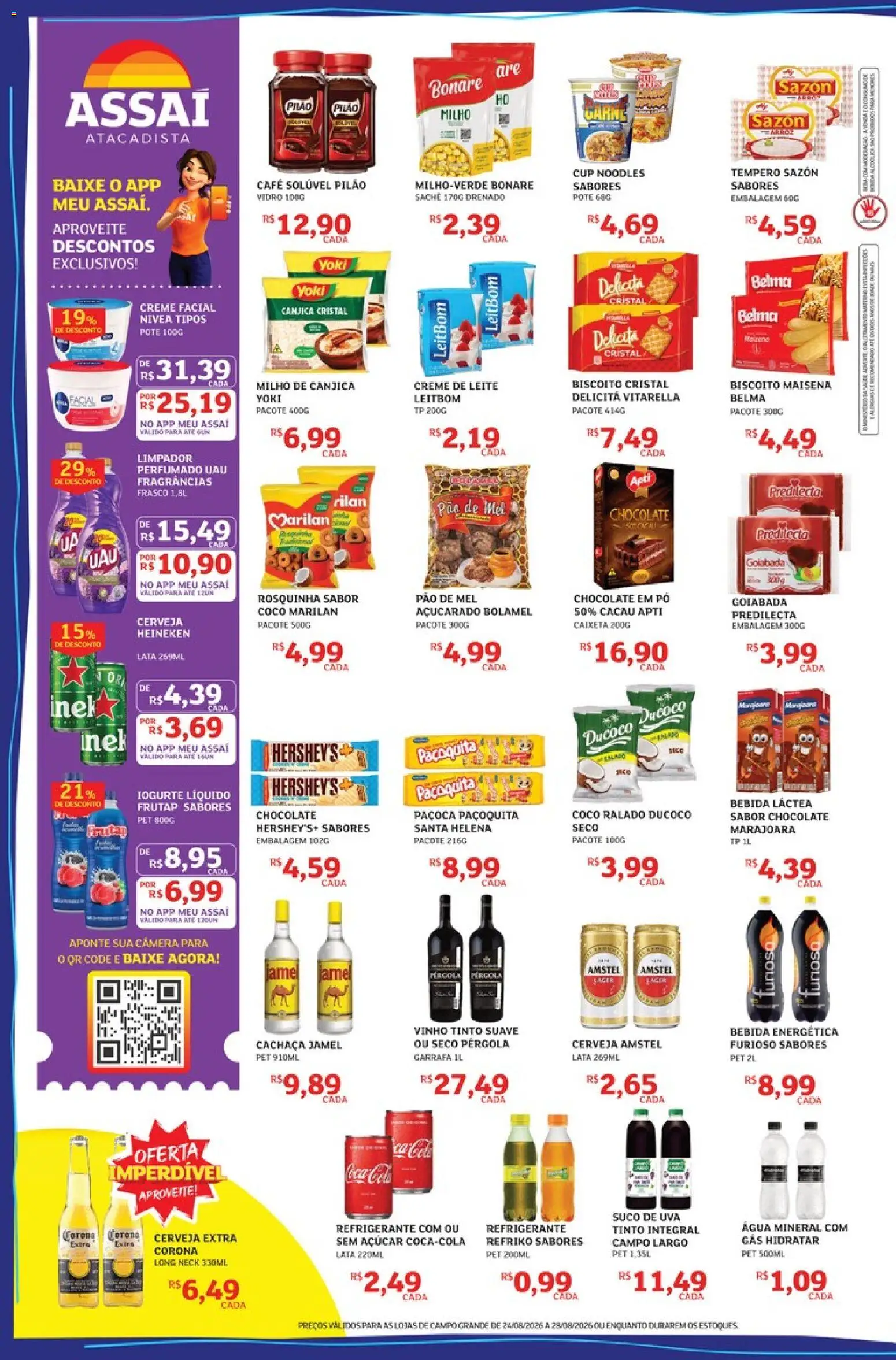 Assaí Atacadista Folheto - válido de 24/08/2026 | Página: 2 | Produtos: Creme facial, Cola, Suco, Cerveja Heineken