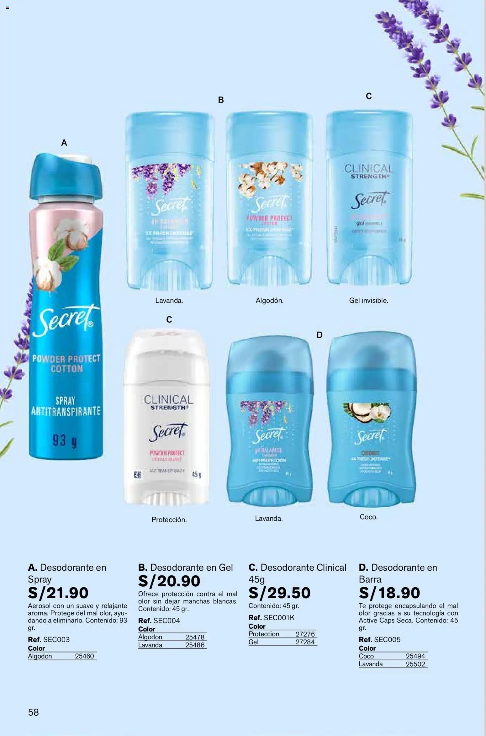 Catálogo Leonisa válido desde 06.03.2026 | Página: 58 | Productos: Desodorante, Antitranspirante, Té