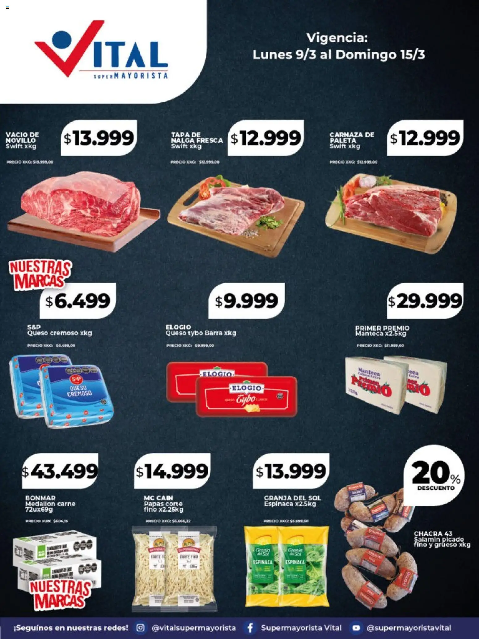 Vital - Especial Vital corporativa │ válido desde el 09/03/2026 | Página: 3 | Productos: Papas, Paleta, Manteca, Espinaca
