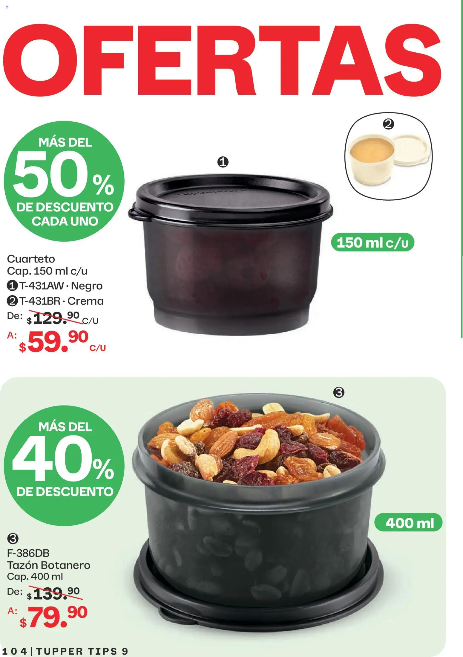 Nuevas ofertas de Tupperware válidas en toda la República Mexicana desde el 10/08/2026. ¡Encuentra las mejores ofertas en Tupperware catálogo! | Página: 104 | Productos: Crema, Tupper