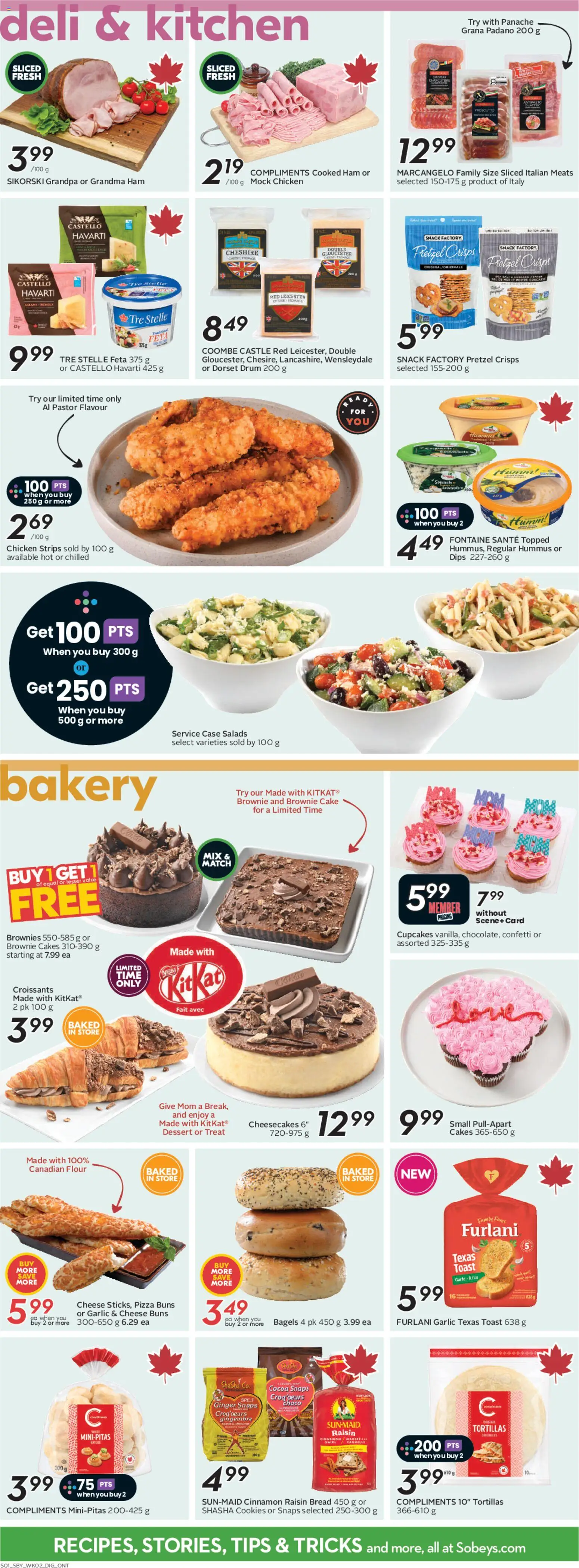 Sobeys flyer valid from 07.05.2026 | Page: 11 | Products: Bakery, Bread, Pizza, Chicken