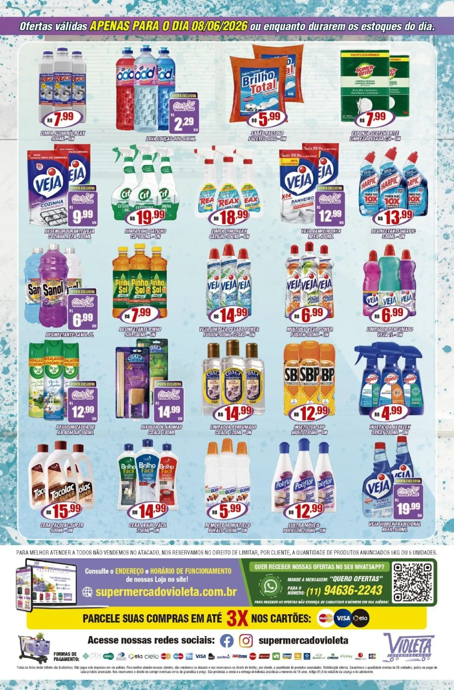 Violeta Supermercados Folheto - válido de 08.06.2026 | Página: 2 | Produtos: Difusor, Lustra móveis, Cera, Desinfetante