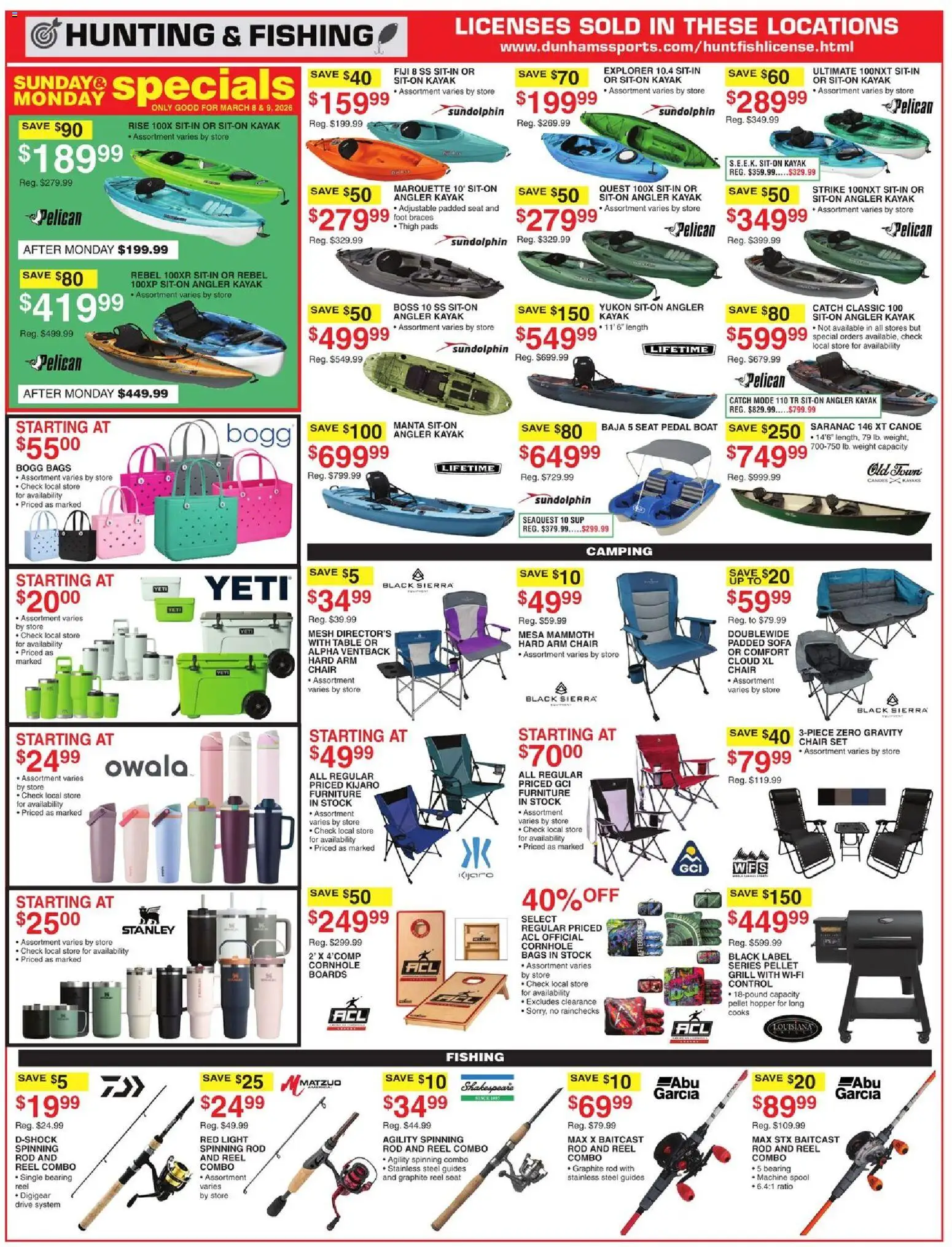 Dunham's Sports Weekly Ad - valid from 07.03.2026 | Page: 9 | Products: Kayak, Canoe, Grill, Rod