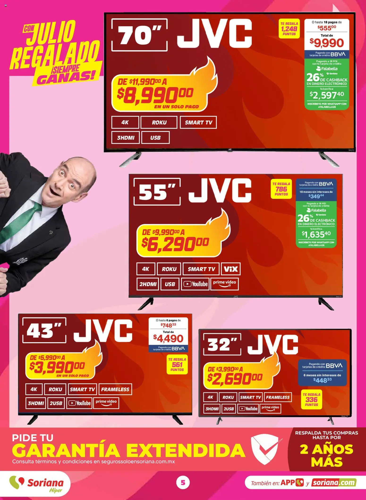 Nuevas ofertas de Soriana válidas en toda la República Mexicana desde el 03.06.2026. ¡Encuentra las mejores ofertas en Soriana Con Julio Regalado siempre ganas Híper Nacional! | Página: 5 | Productos: Té, Video