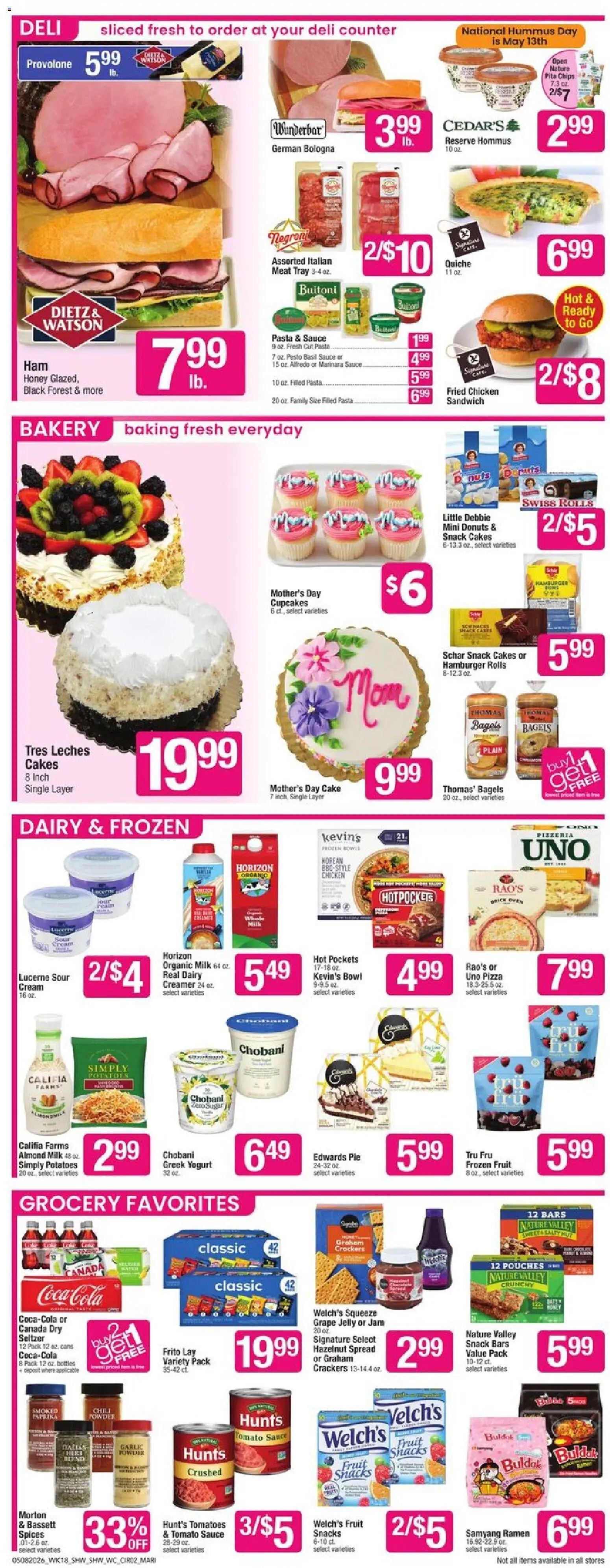 Shaw's Weekly Ad - RI - valid from 08.05.2026 | Page: 3 | Products: Bakery, Pizza, Cream, Sauce