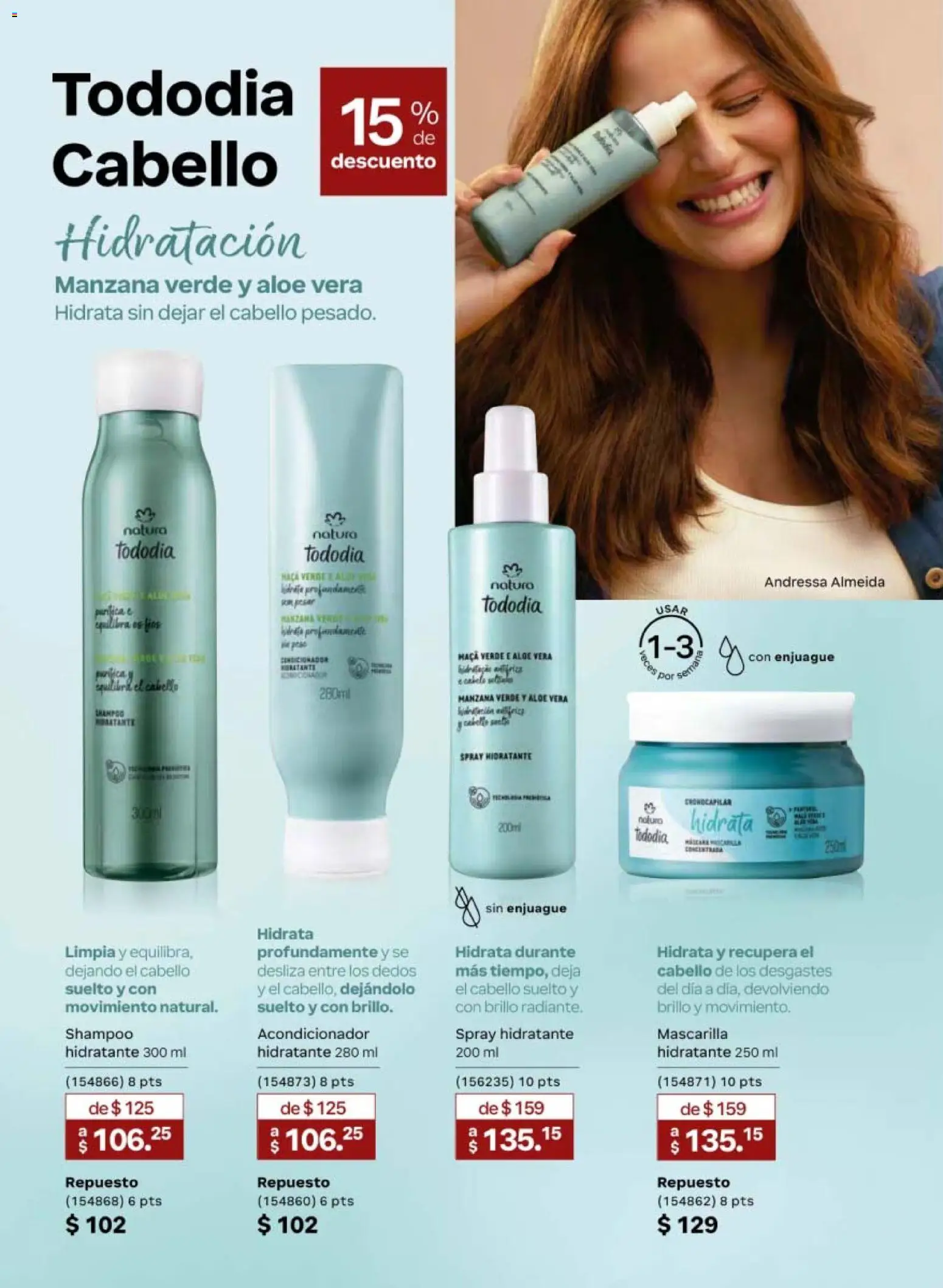 Nuevas ofertas de Natura válidas en toda la República Mexicana desde el 10/07/2026. ¡Encuentra las mejores ofertas en Natura campaña 11 2026! | Página: 130 | Productos: Brillo, Aloe Vera, Mascarilla, Acondicionador