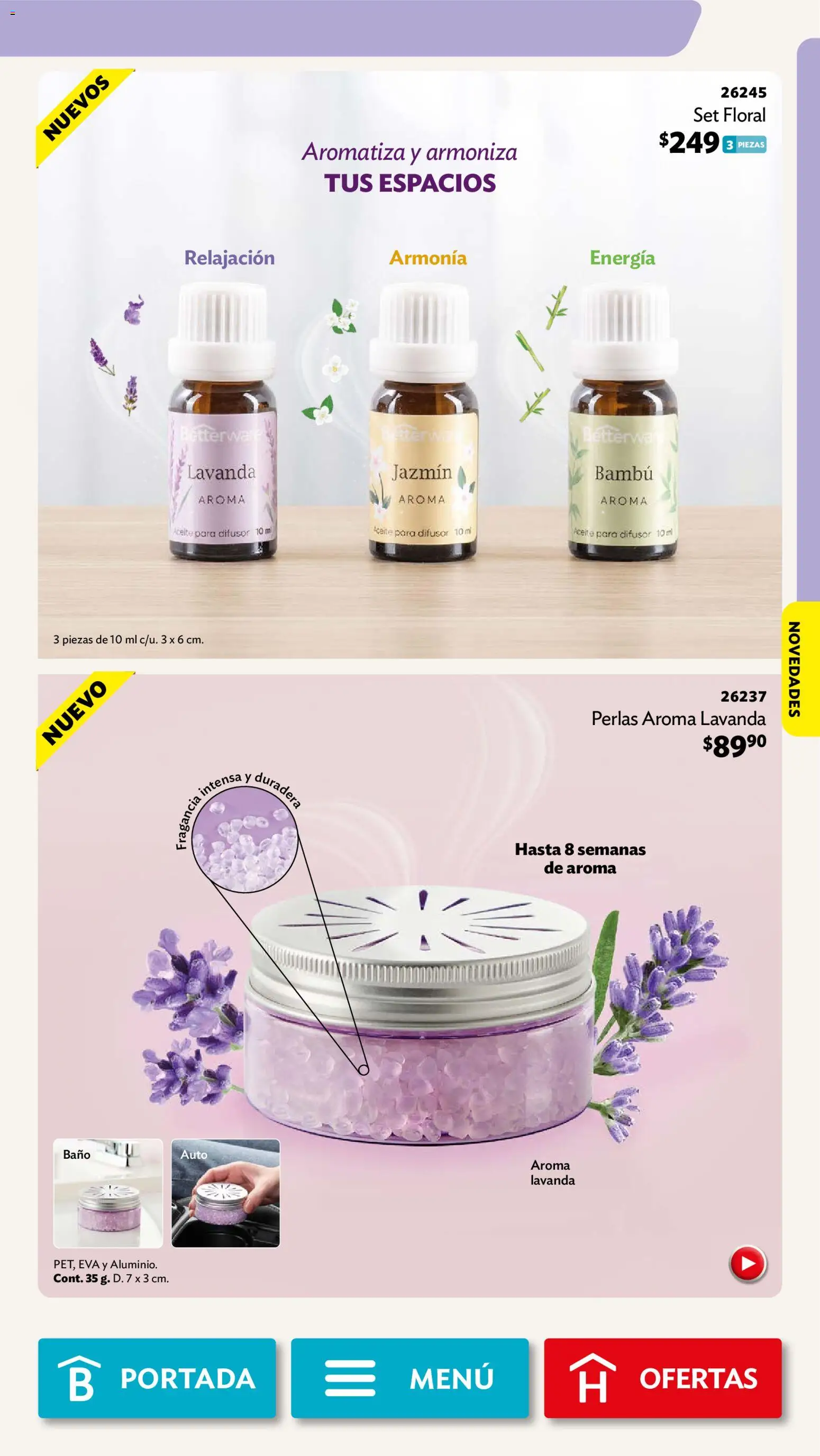 Nuevas ofertas de Betterware válidas en toda la República Mexicana desde el 29/06/2026. ¡Encuentra las mejores ofertas en Betterware campaña 7 2026! | Página: 67 | Productos: Aceite, Baño, Fragancia