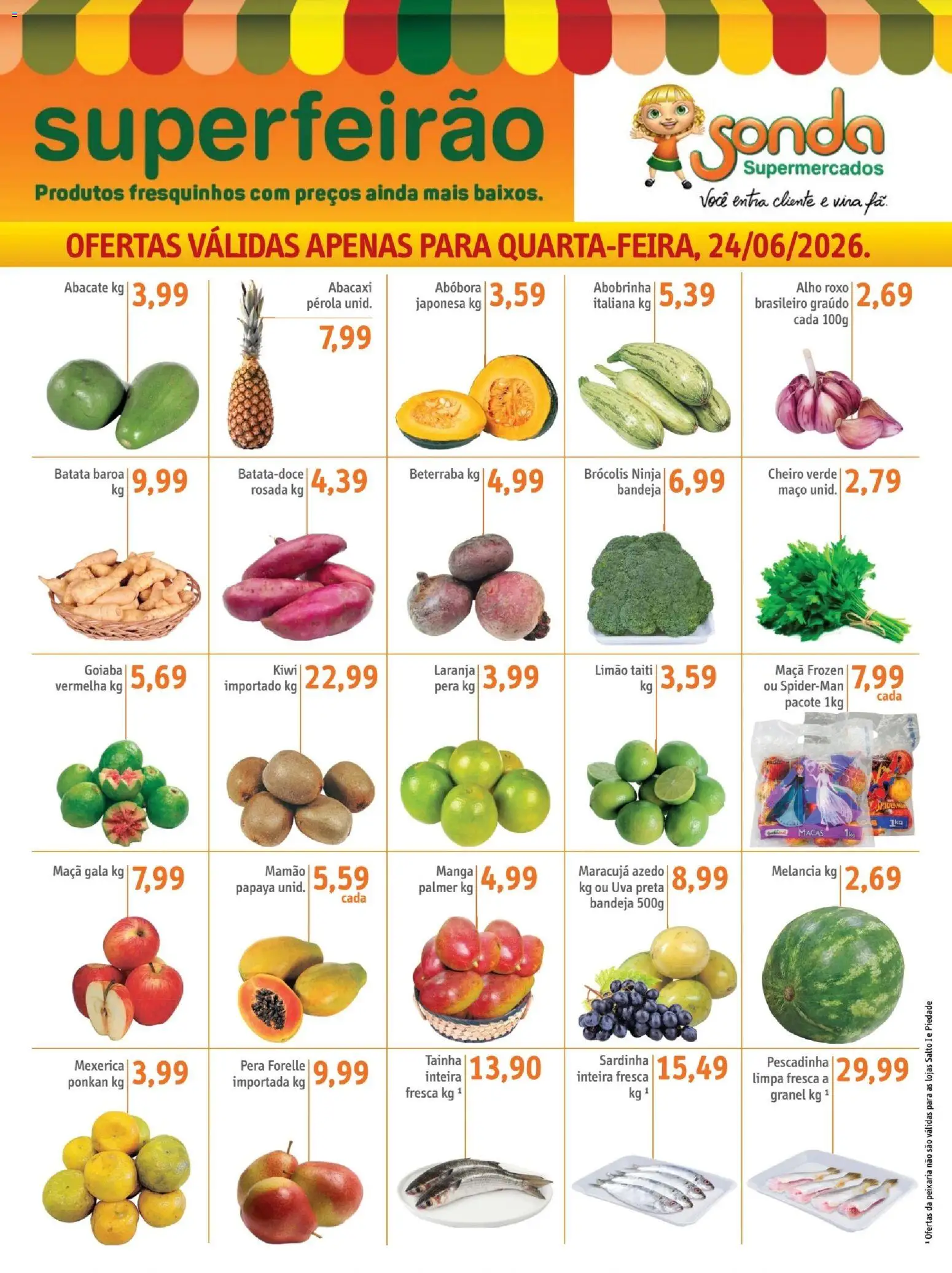 Sonda Folheto - válido de 24/06/2026 | Página: 1 | Produtos: Maracujá, Melancia, Alho, Mamão