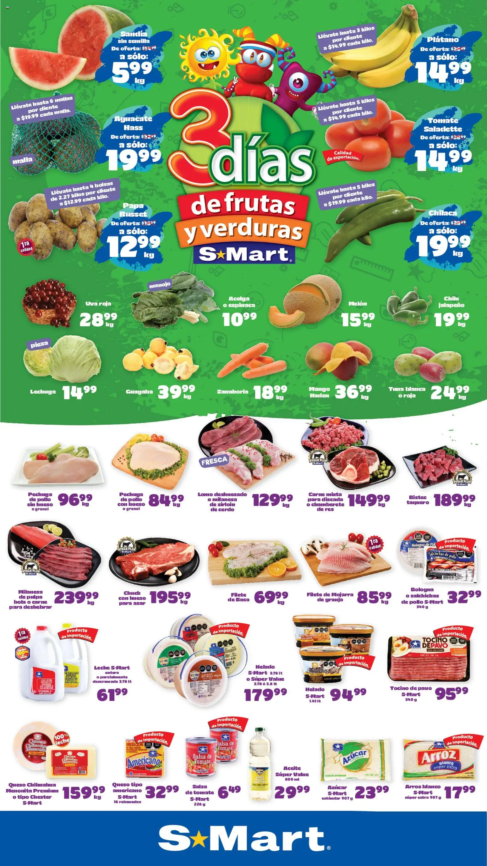 Nuevas ofertas de S-Mart válidas en toda la República Mexicana desde el 18/08/2026. ¡Encuentra las mejores ofertas en S-Mart folleto! | Página: 1 | Productos: Azúcar, Tocino, Espinaca, Verduras