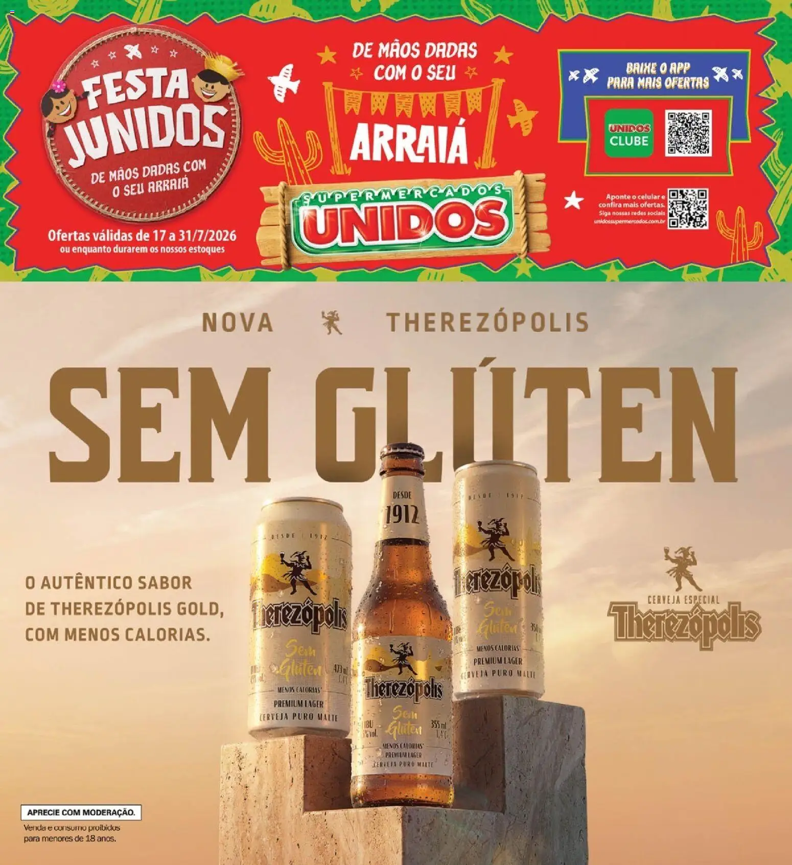 Supermercados Unidos Folheto - válido de 17/07/2026 | Página: 1 | Produtos: Celular, Cerveja