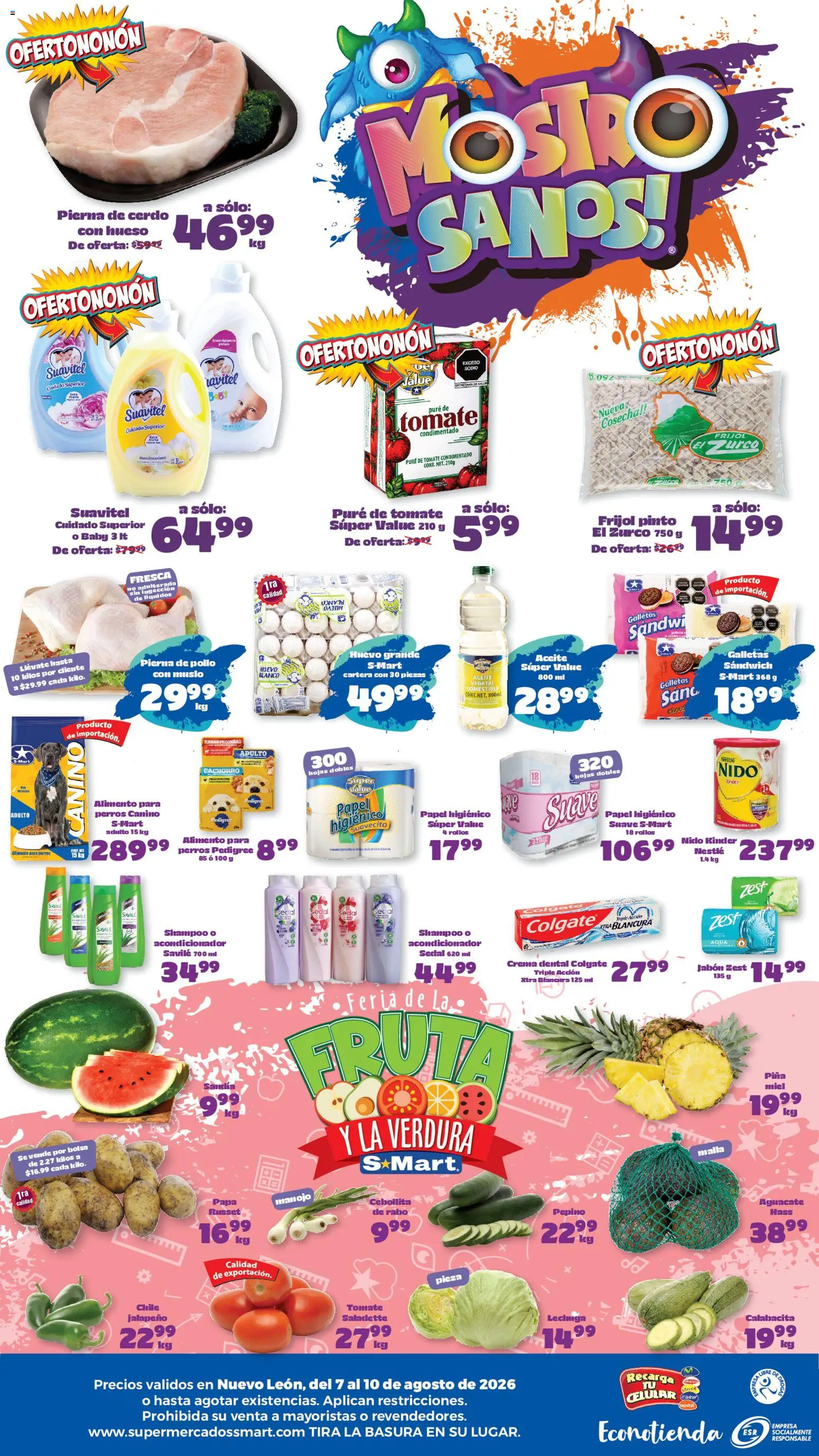Nuevas ofertas de S-Mart válidas en toda la República Mexicana desde el 07/08/2026. ¡Encuentra las mejores ofertas en S-Mart folleto Monterrey! | Página: 2 | Productos: Crema, Bolsa, Tomate, Aguacate