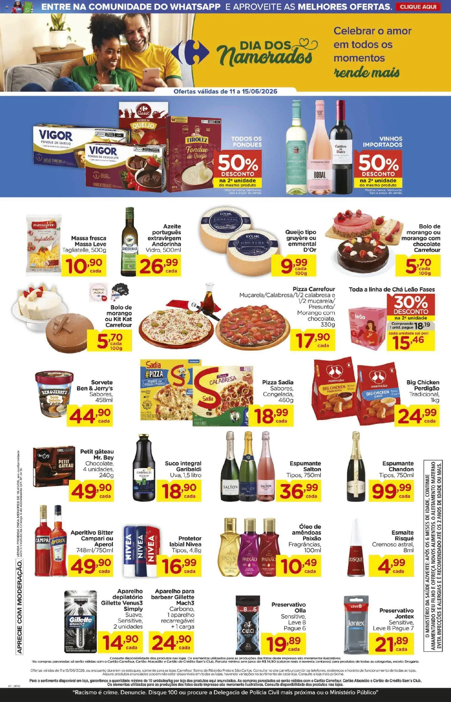 Carrefour Bairro Folheto - válido de 11.06.2026 | Página: 4 | Produtos: Chocolate, Chá, Sorvete, Campari