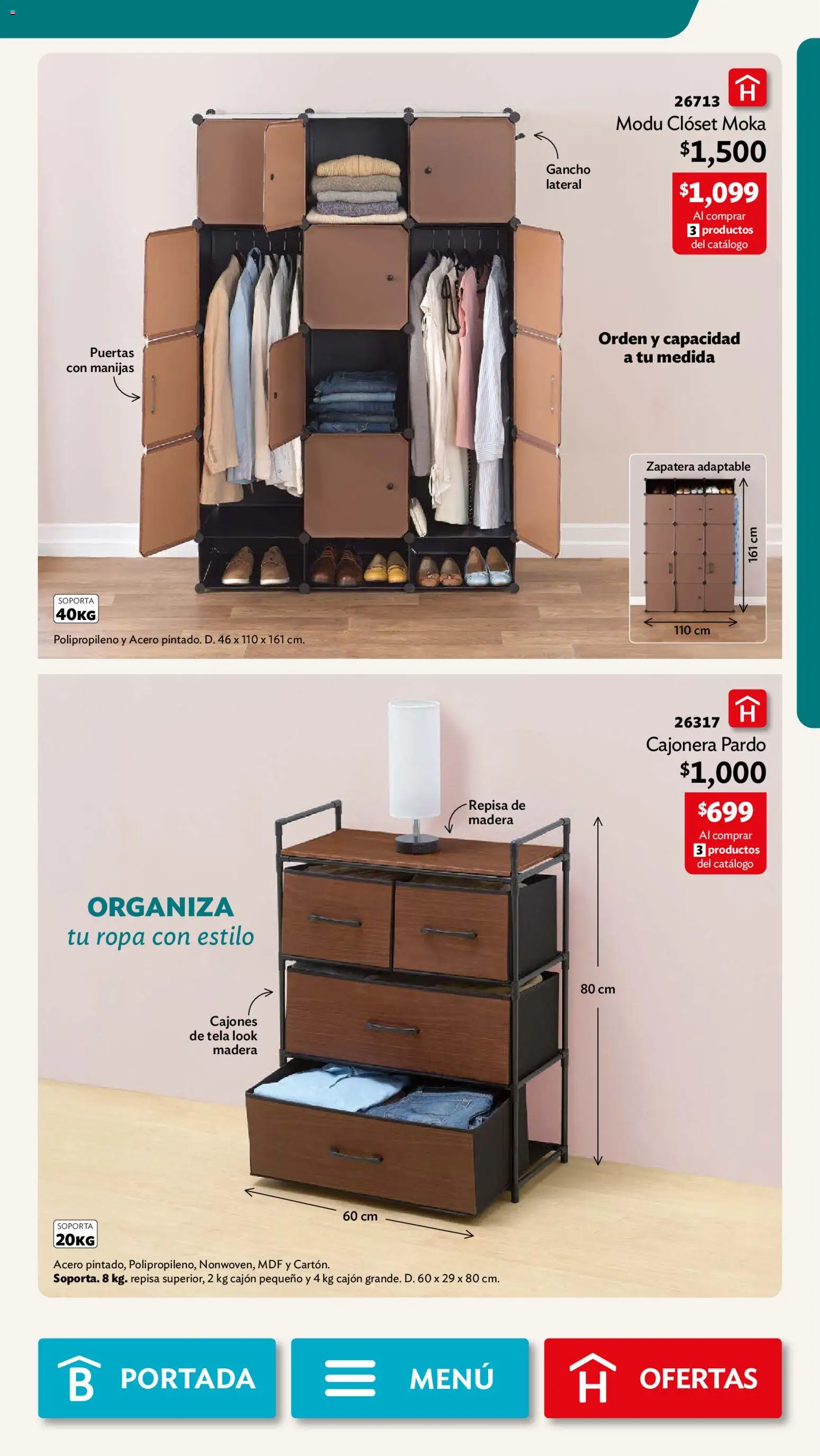 Nuevas ofertas de Betterware válidas en toda la República Mexicana desde el 03/08/2026. ¡Encuentra las mejores ofertas en Betterware campaña 8 2026! | Página: 11 | Productos: Repisa, Cajonera, Puertas, Clóset