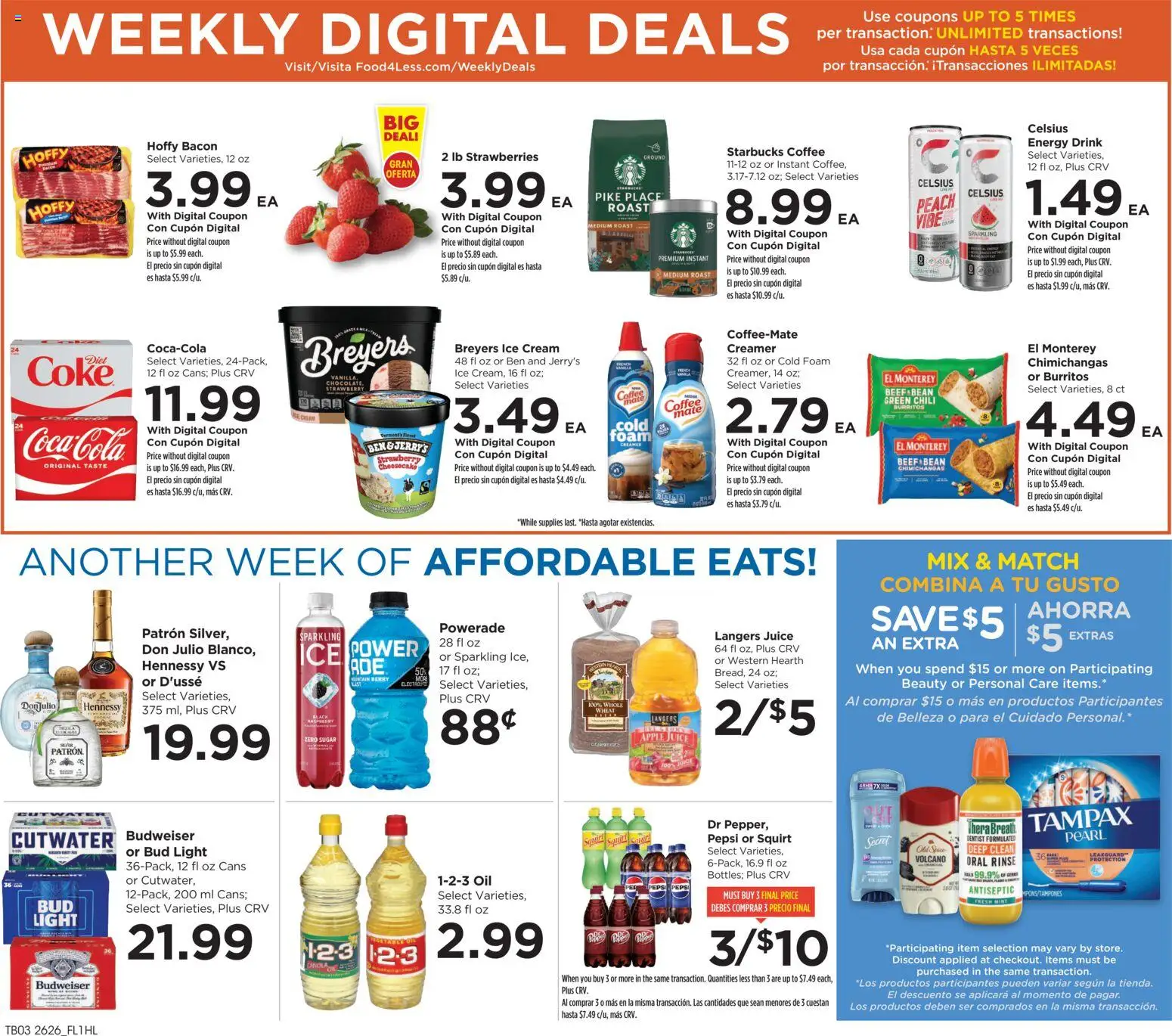 Food 4 Less Weekly Ad - valid from 07/29/2026 | Page: 6 | Products: Strawberries, Cream, Sugar, Cheesecake
