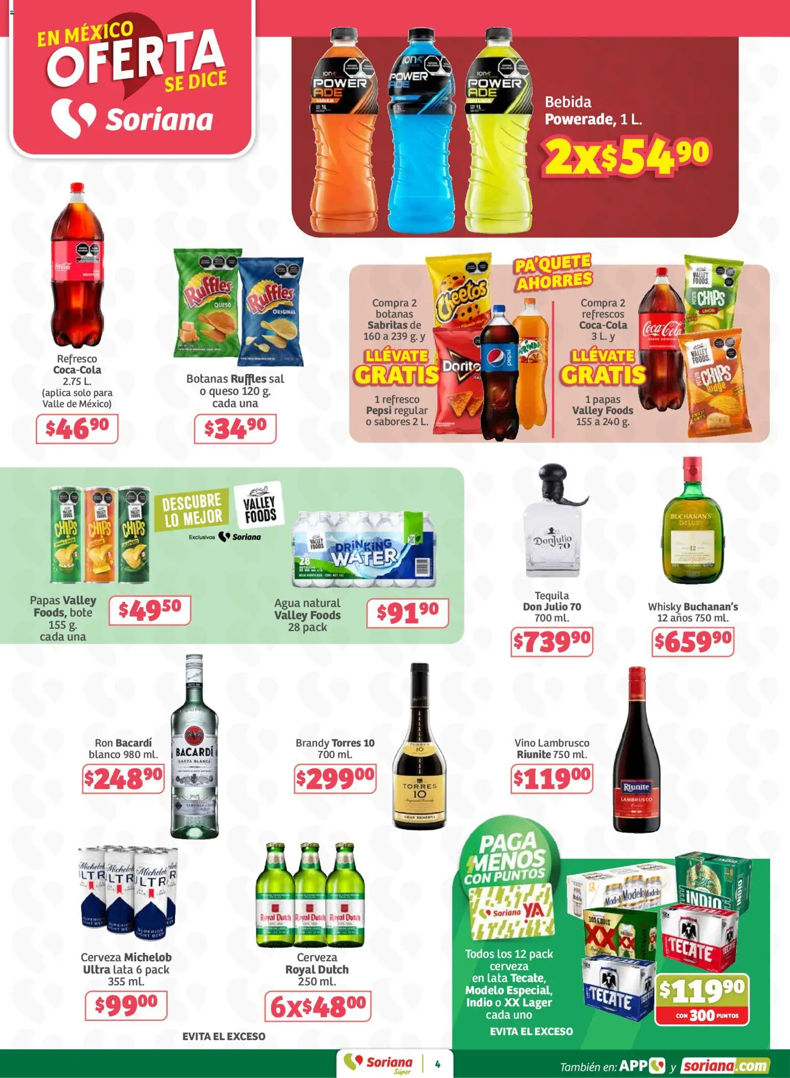 Nuevas ofertas de Soriana válidas en toda la República Mexicana desde el 31/07/2026. ¡Encuentra las mejores ofertas en Soriana Oferta se dice Soriana Súper Nacional! | Página: 4 | Productos: Cerveza, Tequila, Vino, Whisky