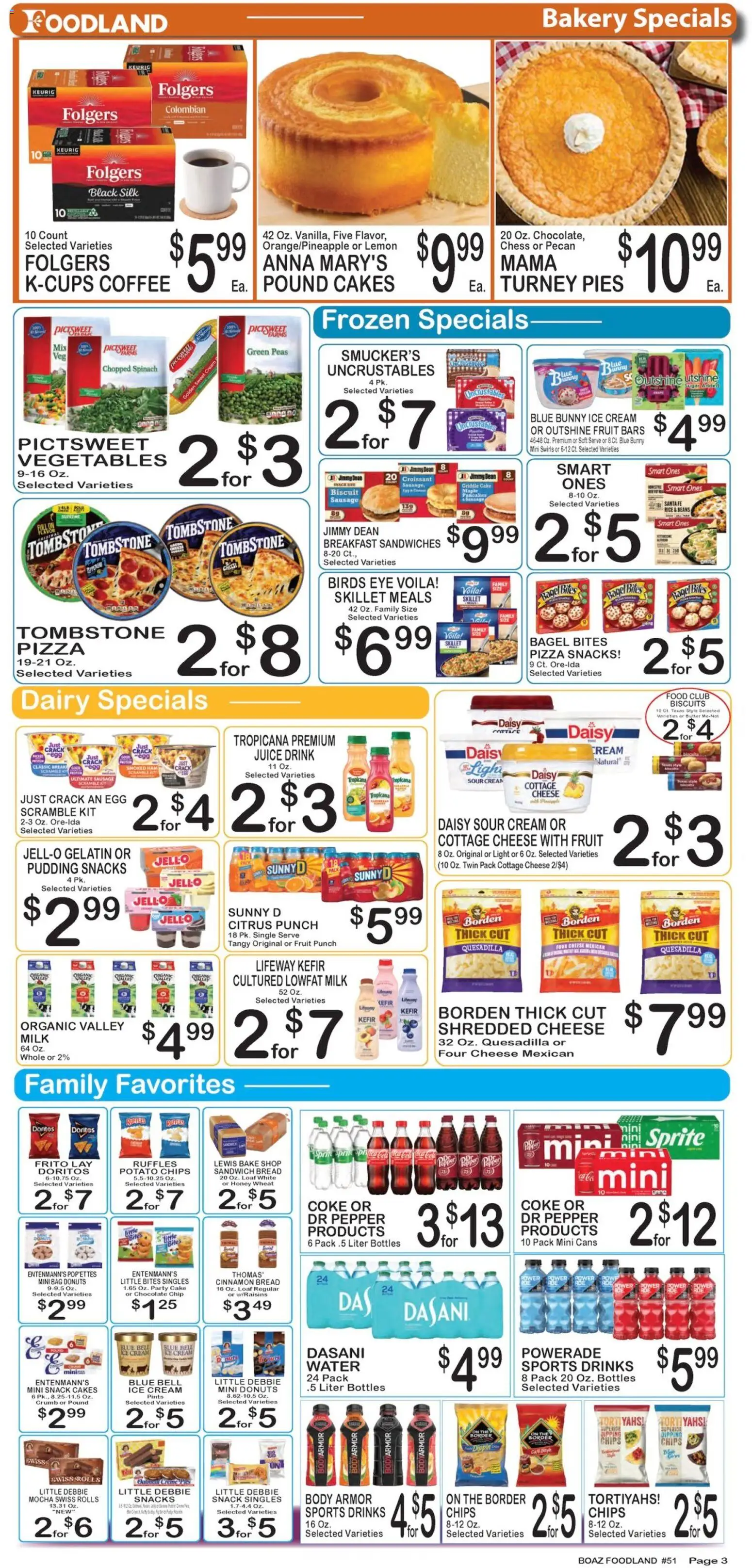 Foodland Weekly Ad - valid from 08/11/2026 | Page: 3 | Products: Juice, Cottage cheese, Ice, Snacks