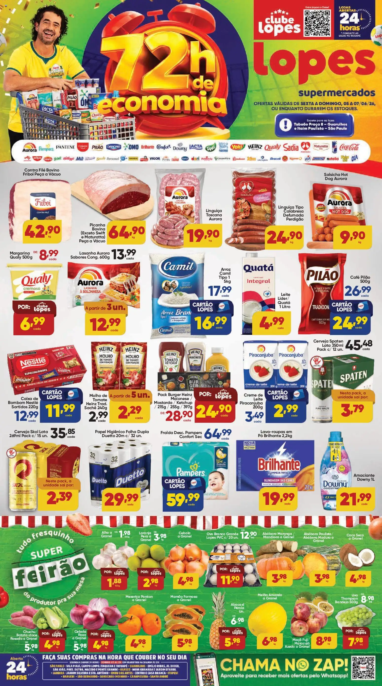Lopes Supermercados Folheto - válido de 05.06.2026 | Página: 1 | Produtos: Moranga, Cebola, Salsicha, Bandeja