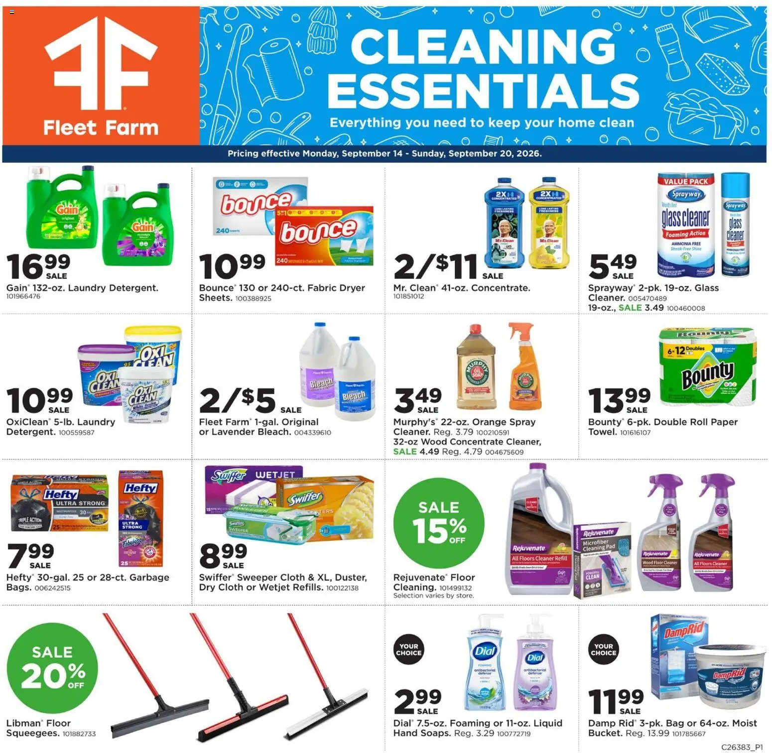 Mills Fleet Farm Home Clean - valid from 09/14/2026 | Page: 1 | Products: Soap, Bag, Dryer