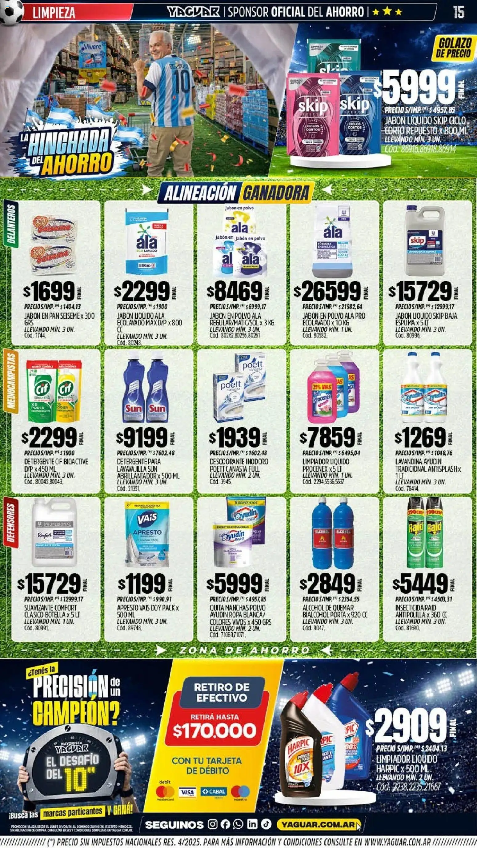 Yaguar - Oferta Semanal Córdoba │ válido desde el 01.06.2026 | Página: 15 | Productos: Lavandina, Jabón líquido, Jabón, Pan