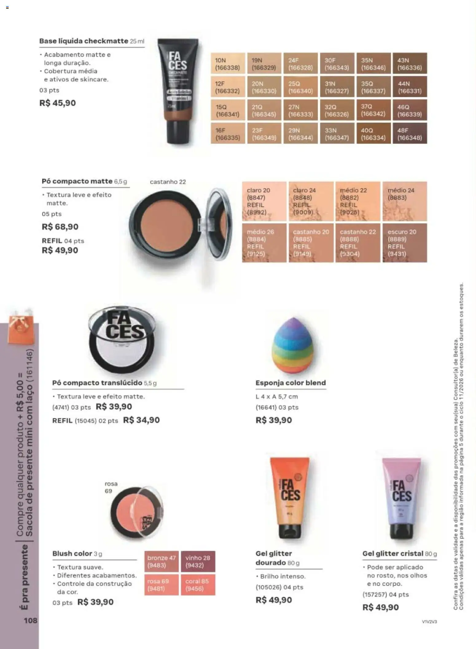 Natura Folheto - válido de 29/06/2026 | Página: 108 | Produtos: Pó compacto, Pó, Blush, Esponja