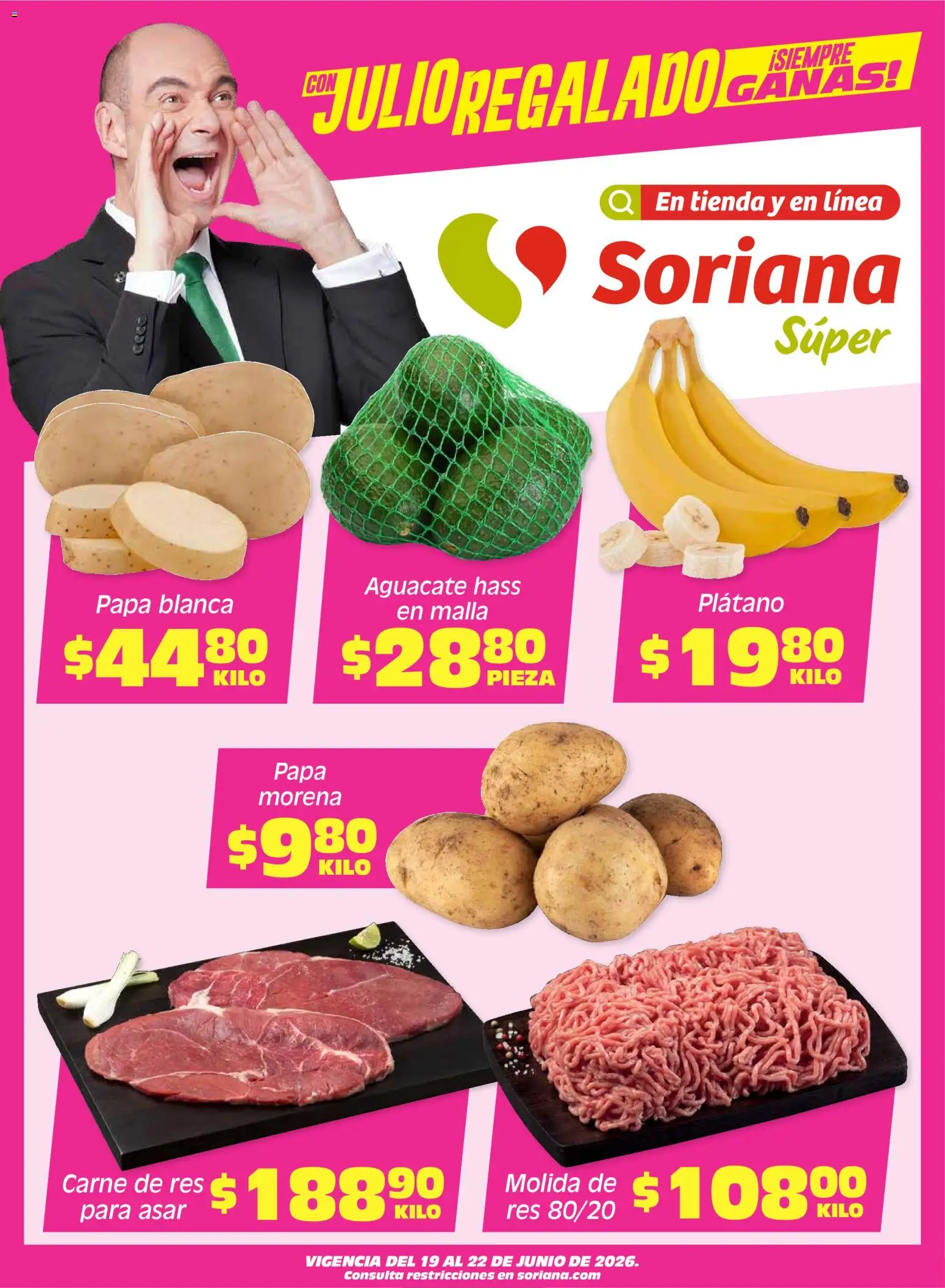 Nuevas ofertas de Soriana válidas en toda la República Mexicana desde el 19.06.2026. ¡Encuentra las mejores ofertas en Soriana Fin de Semana Súper: Tijuana, Mexicali, Ensenada, San Luis Río Colorado y Tecate! | Página: 1