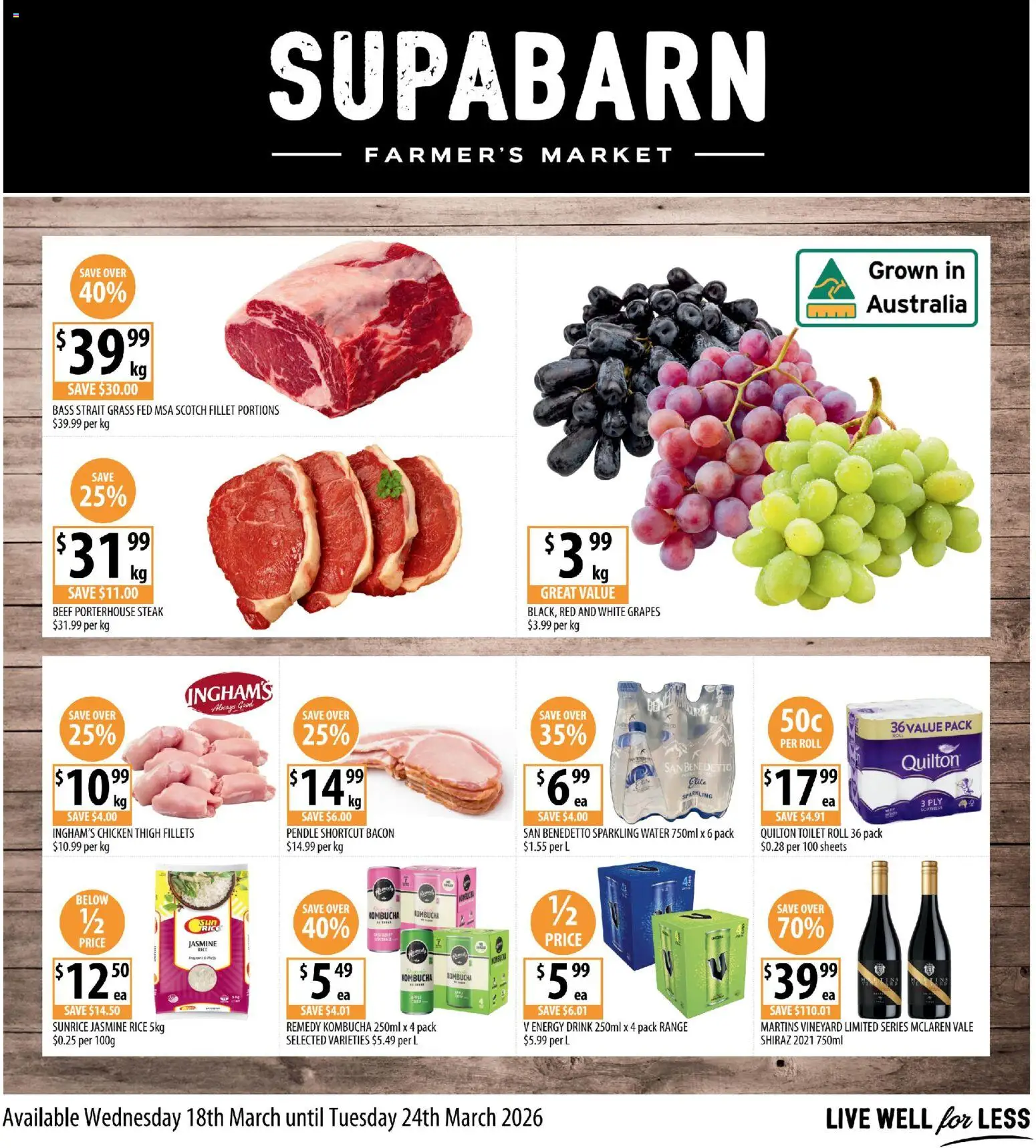 Supabarn catalogue - valid from 18.03.2026 | Page: 1 | Products: Rice, Steak, Scotch, Grapes