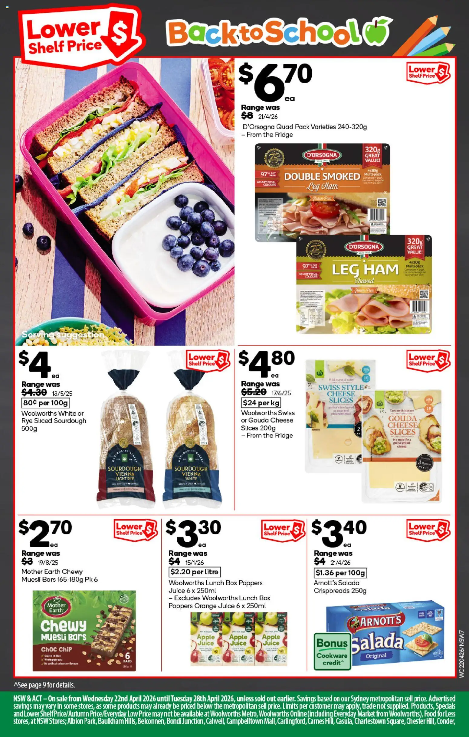 Woolworths catalogue - valid from 22.04.2026 | Page: 7 | Products: Light, Cheese, Ham, Rye