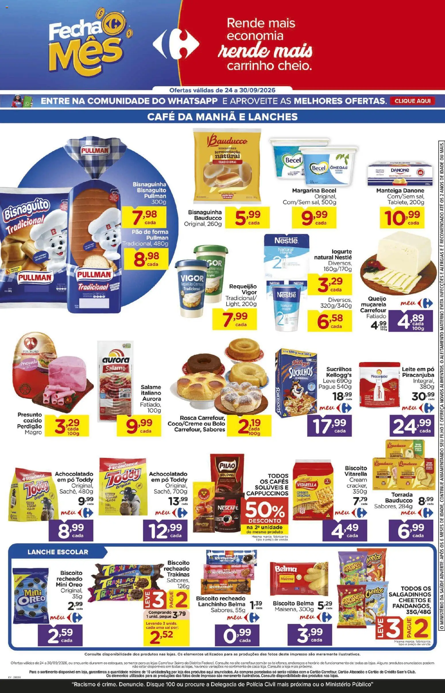 Carrefour Bairro Folheto - válido de 24/09/2026 | Página: 3 | Produtos: Achocolatado, Presunto, Carrinho, Leite em pó