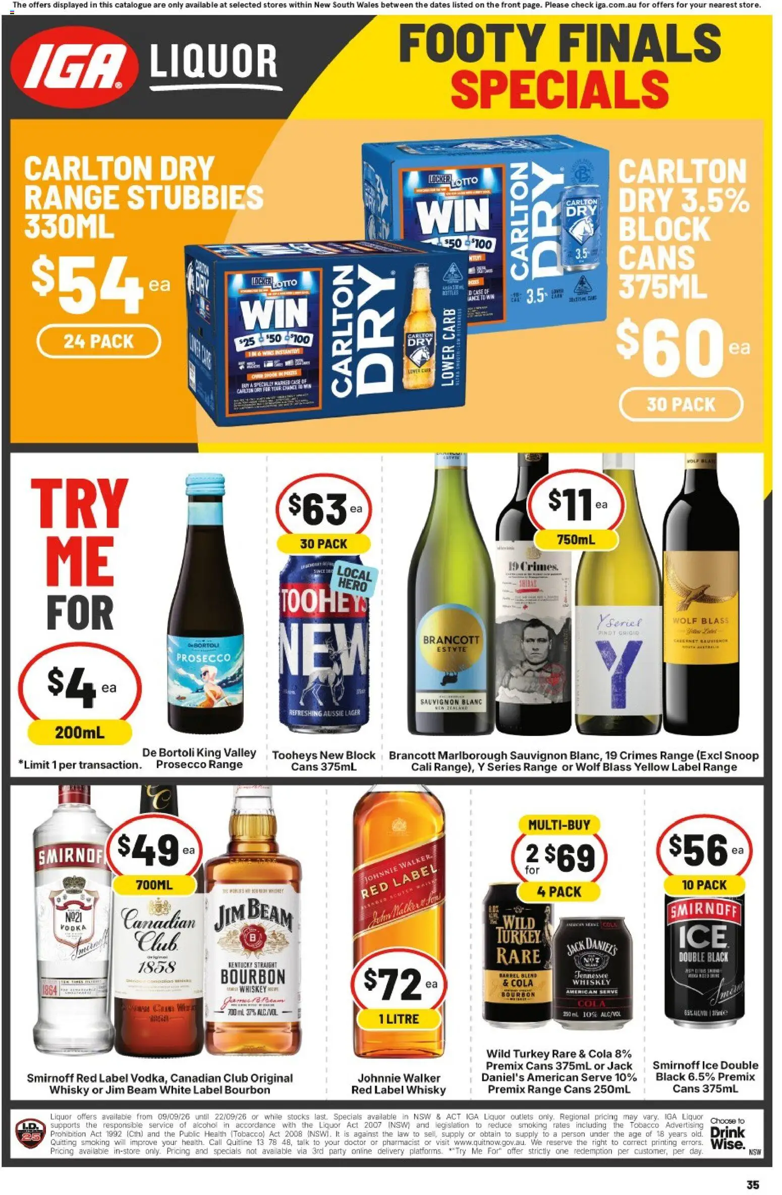 IGA catalogue - valid from 16/09/2026 | Page: 32 | Products: Alcohol, Prosecco, Whiskey, Jack Daniel’s
