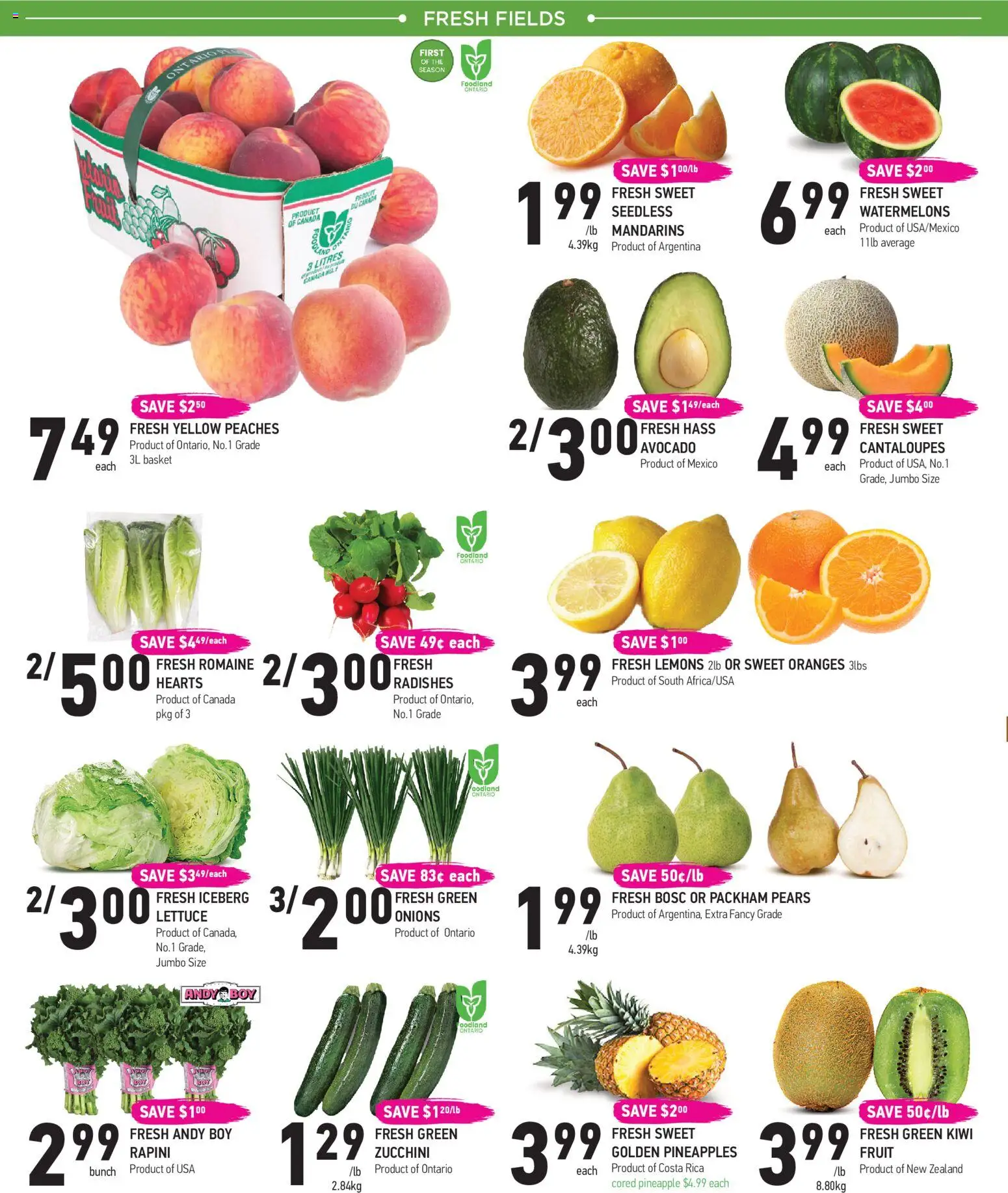 Coppas Fresh Market flyer valid from Jul 23, 2026 | Page: 2 | Products: Pineapple, Kiwi, Basket, Oranges
