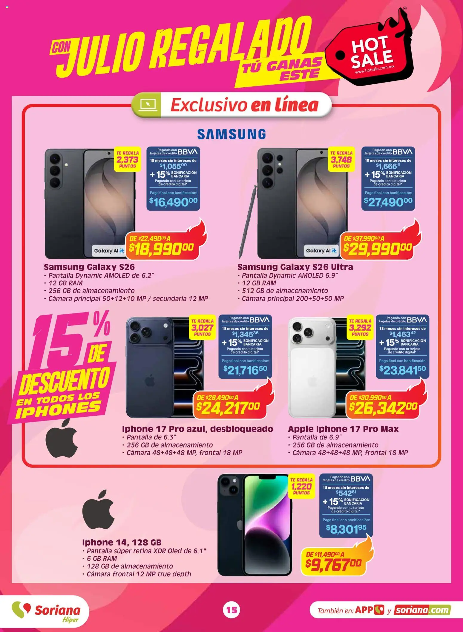 Nuevas ofertas de Soriana válidas en toda la República Mexicana desde el 25.05.2026. ¡Encuentra las mejores ofertas en Soriana Hot Sale Híper Nacional! | Página: 15 | Productos: Cámara, Té