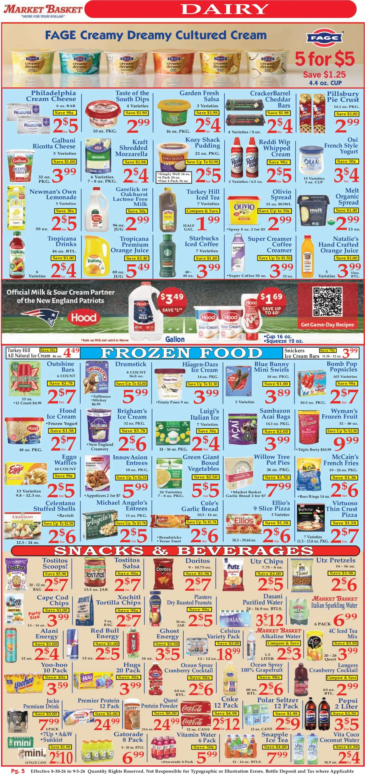Market Basket Ad - valid from 08/30/2026 | Page: 5 | Products: Beer, Peanuts, Red Bull, Iced tea