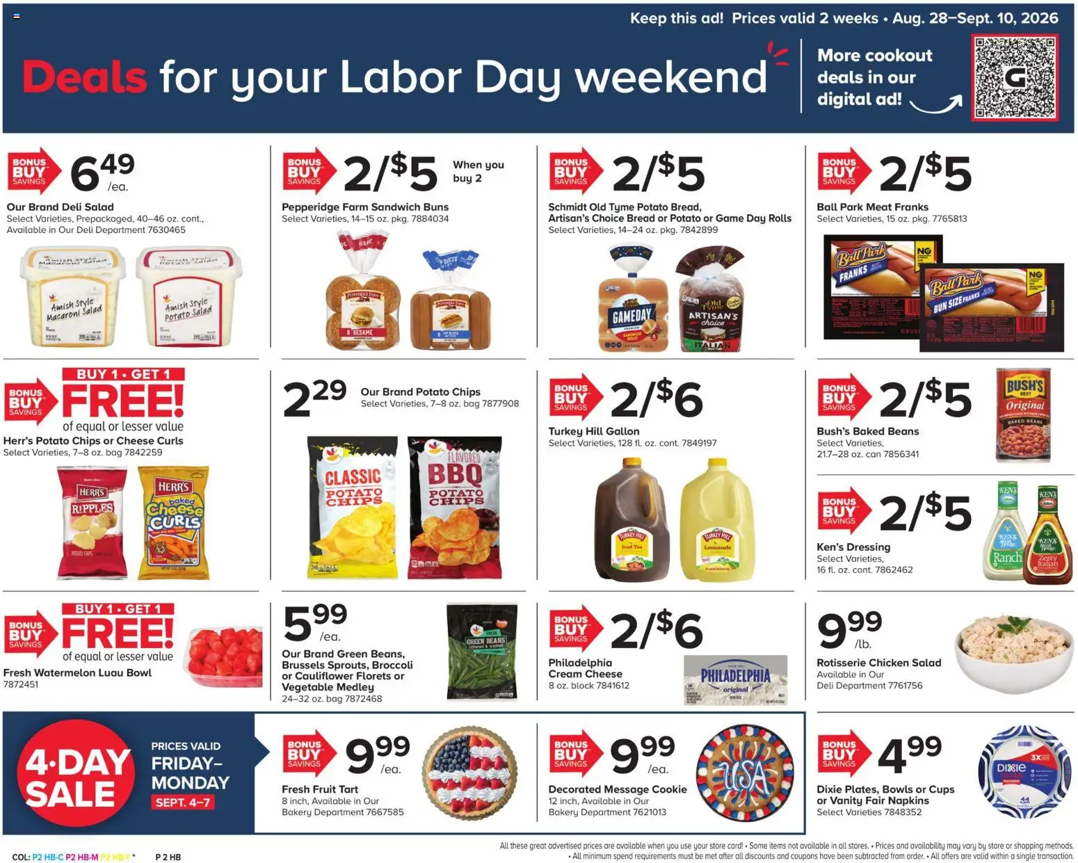 Giant Weekly Ad - valid from 08/28/2026 | Page: 2 | Products: Bakery, Turkey, Cream cheese, Potato salad
