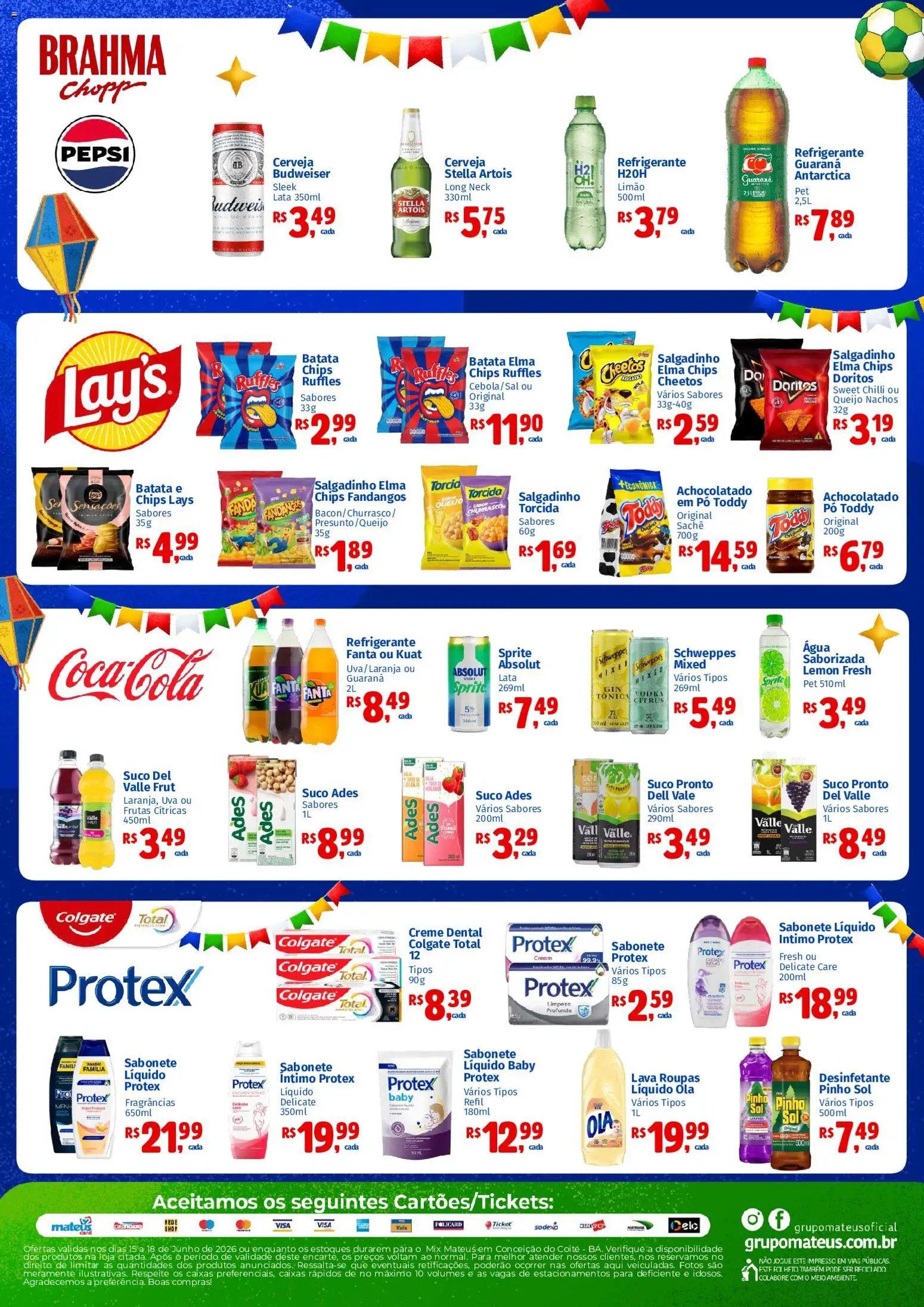 Mateus Folheto - válido de 15.06.2026 | Página: 4 | Produtos: Guaraná, Suco, Batata, Desinfetante