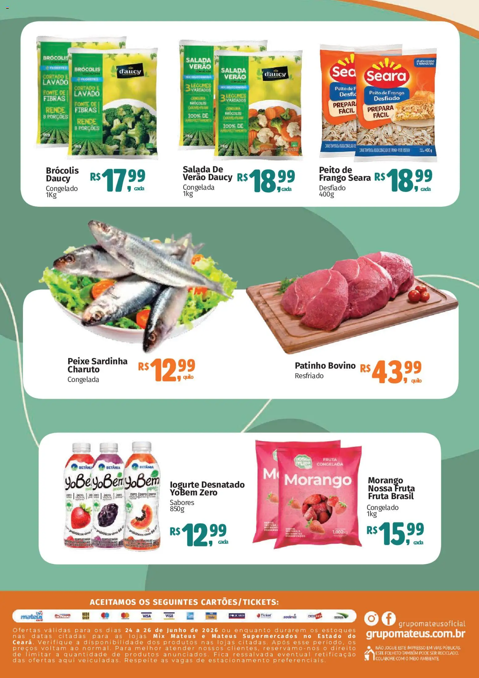 Mateus Folheto - válido de 24/06/2026 | Página: 2 | Produtos: Probióticos, Peixe, Brócolis, Frango