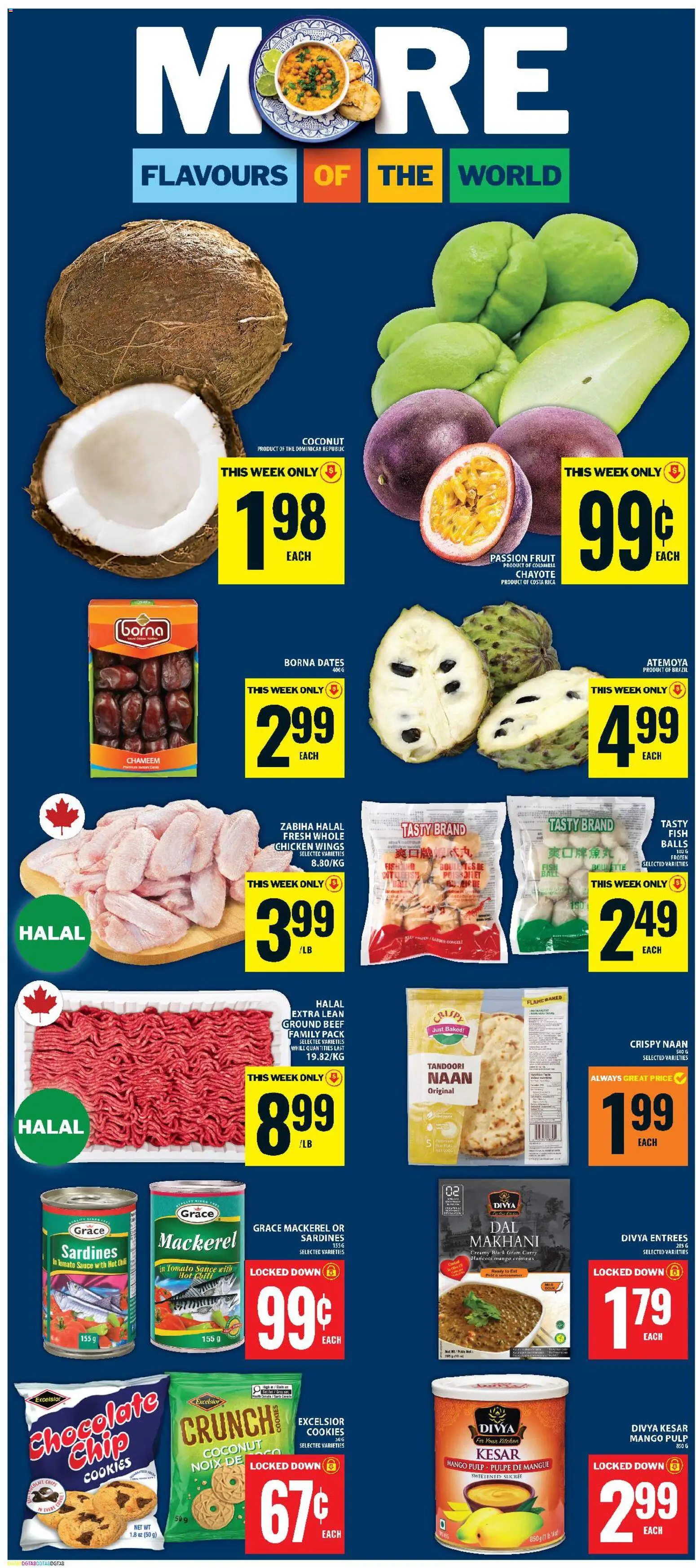 Food Basics flyer valid from Jul 9, 2026 | Page: 16 | Products: Fish, Cookies, Chicken wings, Chocolate