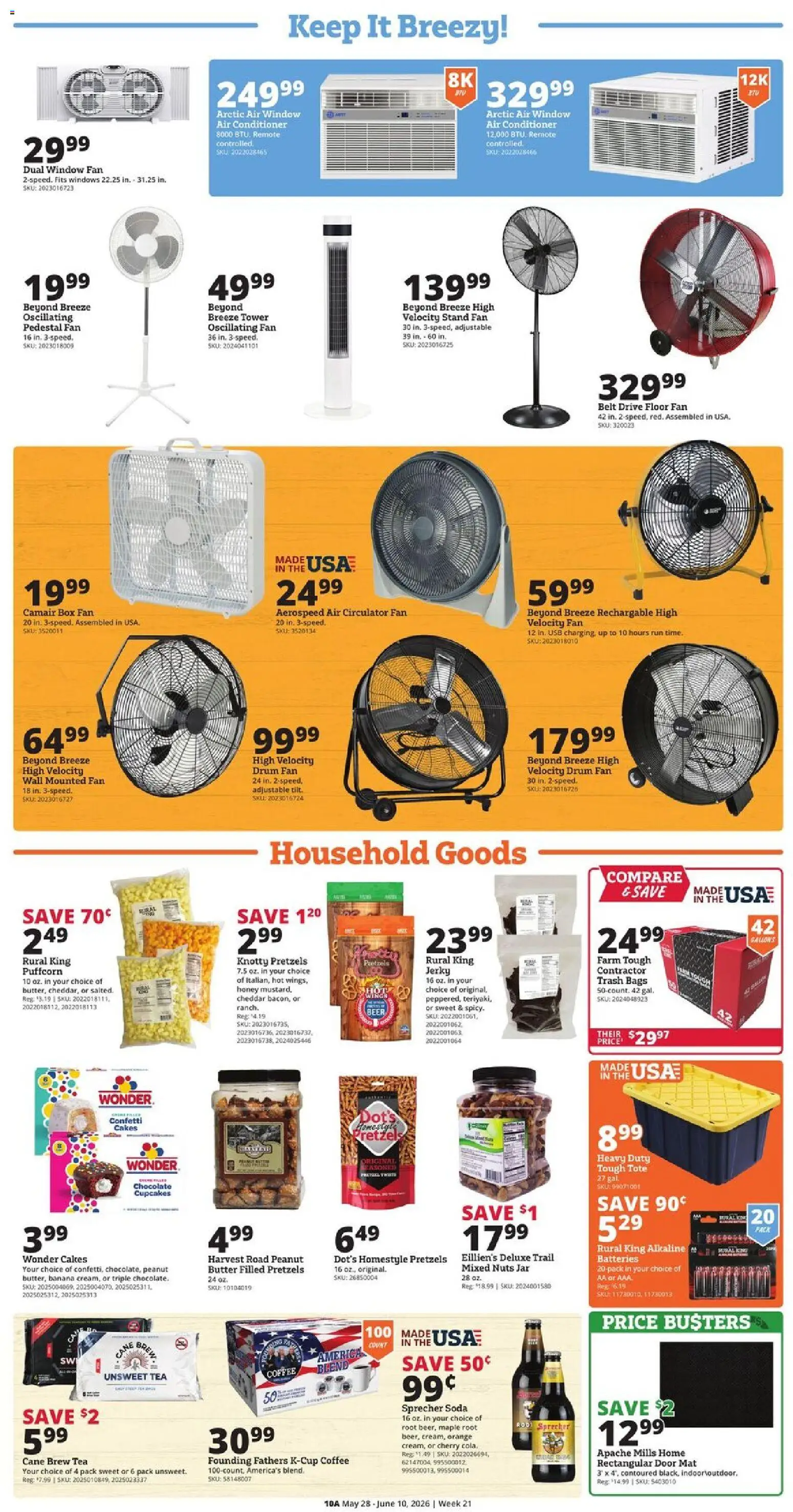 Rural King Weekly Ad - valid from 28.05.2026 | Page: 10 | Products: Conditioner, Butter, Belt, Fan