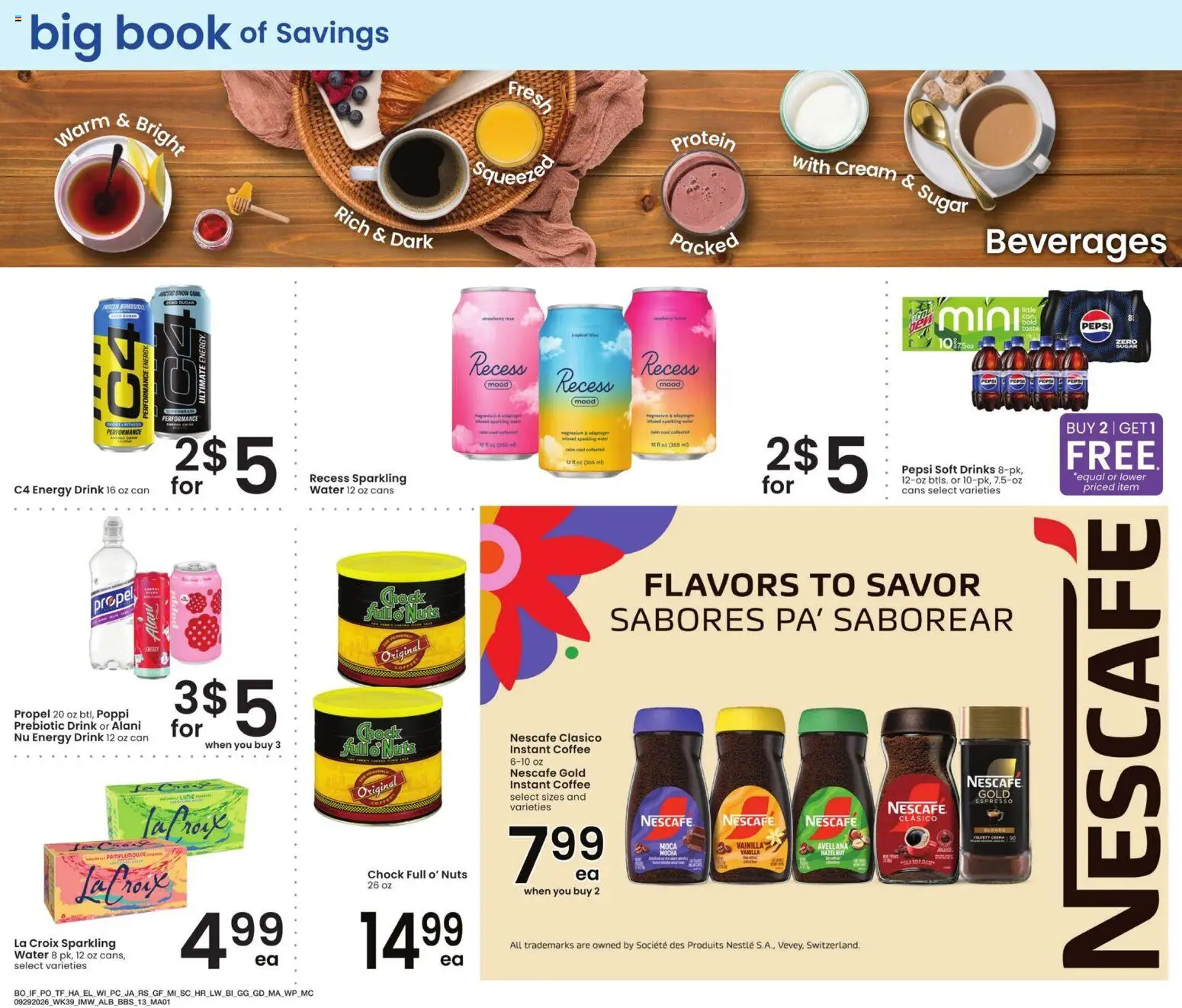 Albertsons Big Book of Savings - valid from 09/29/2026 | Page: 12 | Products: Protein, Energy drink, Pepsi, Instant coffee