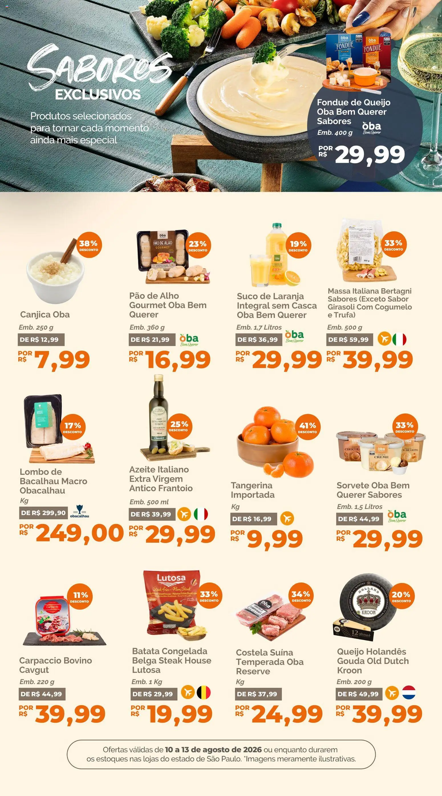 Oba Hortifruti Folheto - válido de 10/08/2026 | Página: 9 | Produtos: Lombo, Massa, Sorvete, Batata