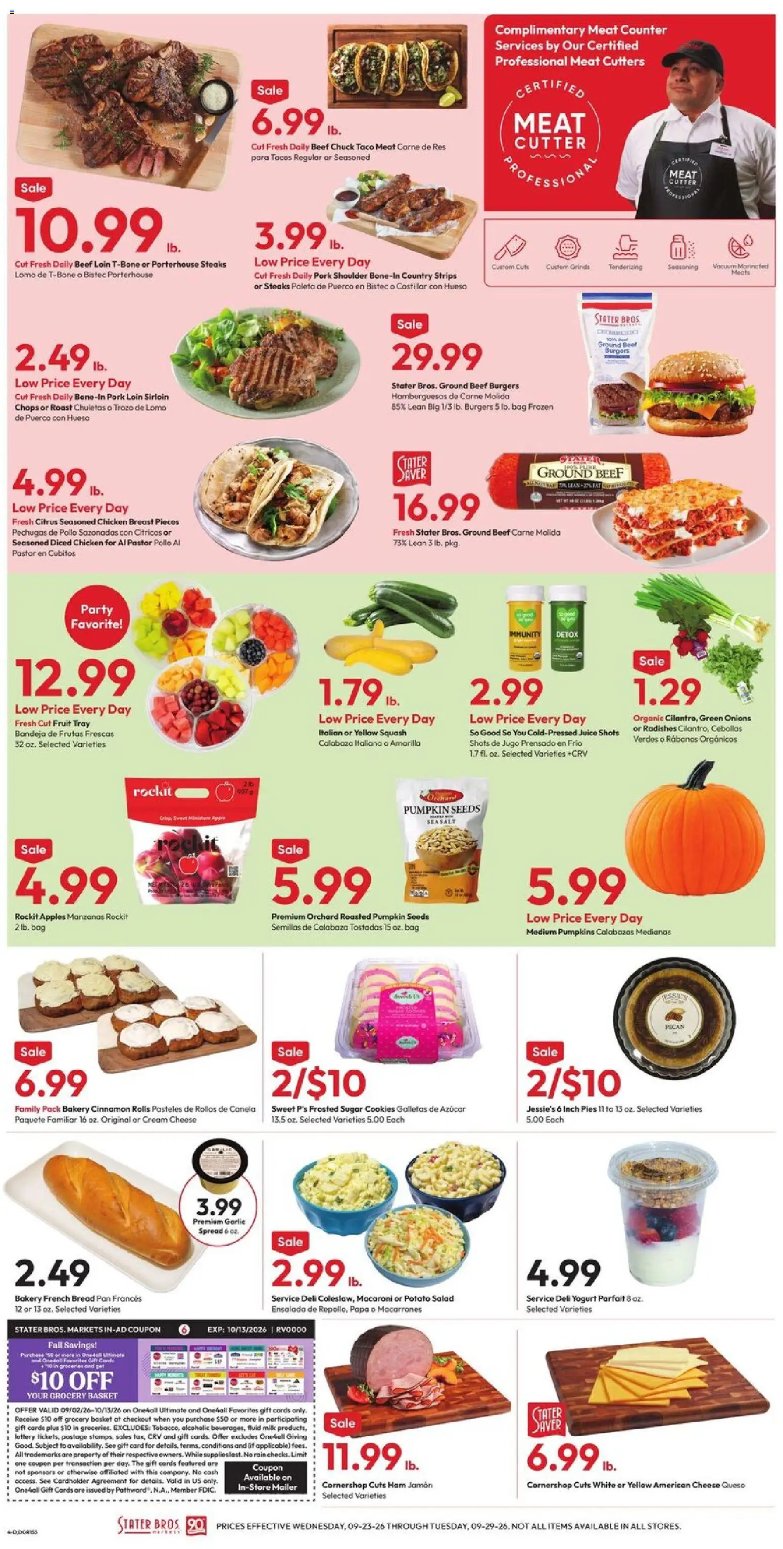 Stater Bros Weekly Ad - valid from 09/23/2026 | Page: 4 | Products: Pork shoulder, Basket, Yogurt, Cream