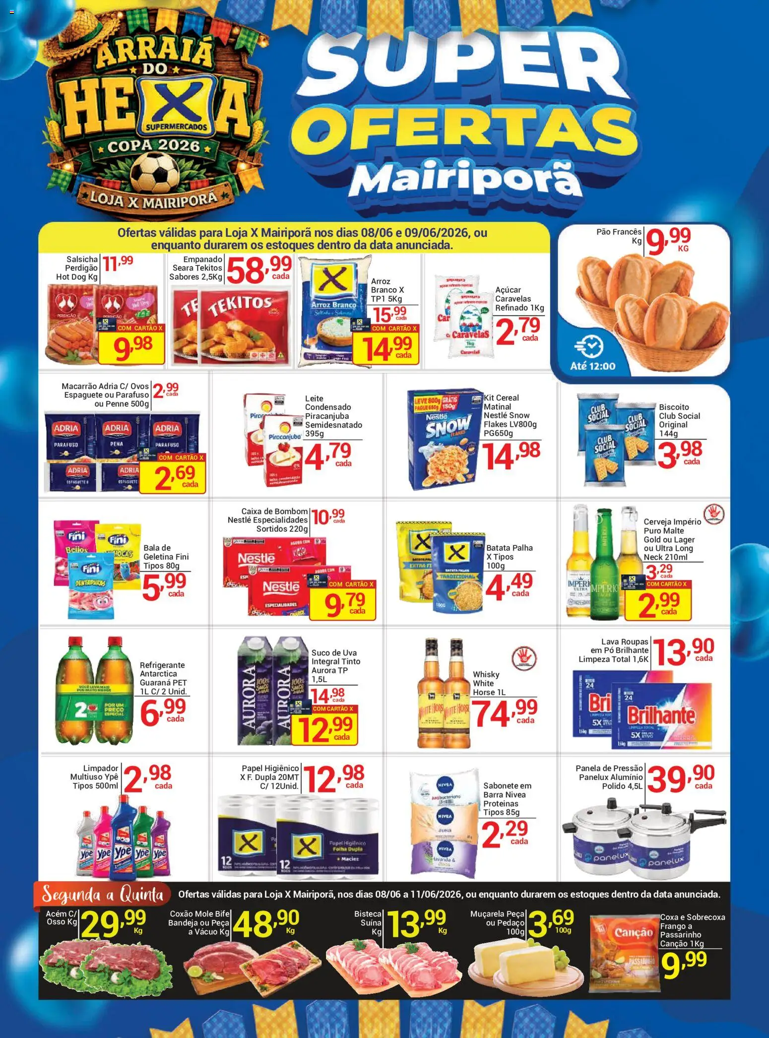 X Supermercados Folheto - válido de 08.06.2026 | Página: 1 | Produtos: Espaguete, Biscoito, Salsicha, Acém