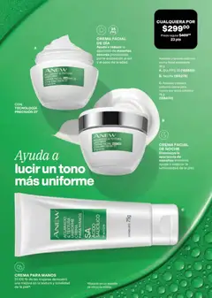Vista previa de ANEW Aclarado & Textura Uniforme Crema Facial Día FPS 35, Aclara y da textura uniforme. Ayuda a reducir la aparición de manchas oscuras provocadas por la exposición al sol y el paso de la edad. 30 g, nuevo folleto de la tienda, válido en México a partir del 24.04.2026 | Página: 131