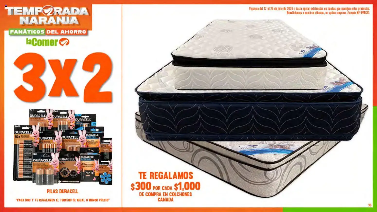 Nuevas ofertas de La Comer válidas en toda la República Mexicana desde el 17/07/2026. ¡Encuentra las mejores ofertas en La Comer folleto! | Página: 35 | Productos: Té, Pilas